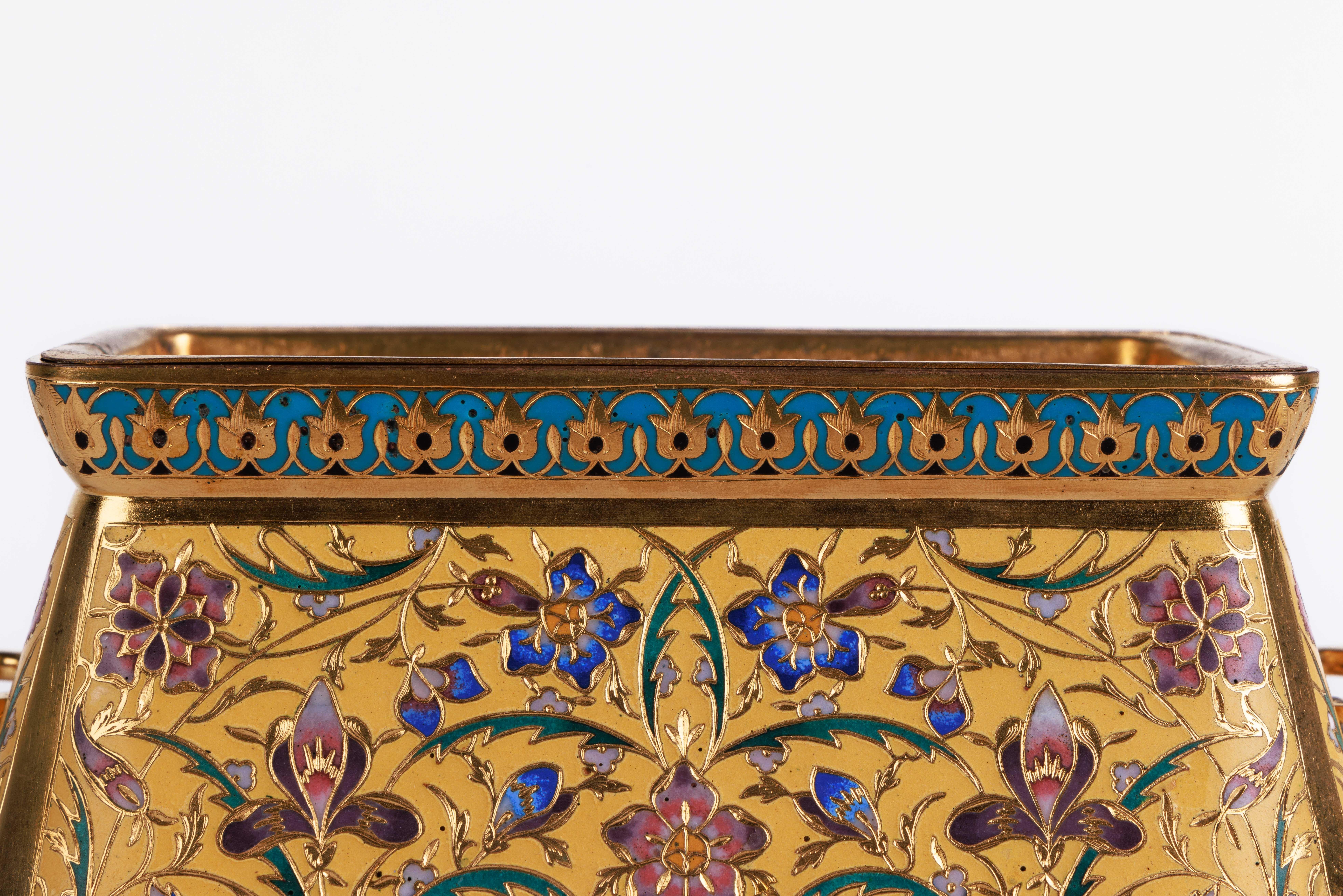 F. Barbedienne, A Suite of Three French Ormolu and Champleve Enamel Jardinieres For Sale 6