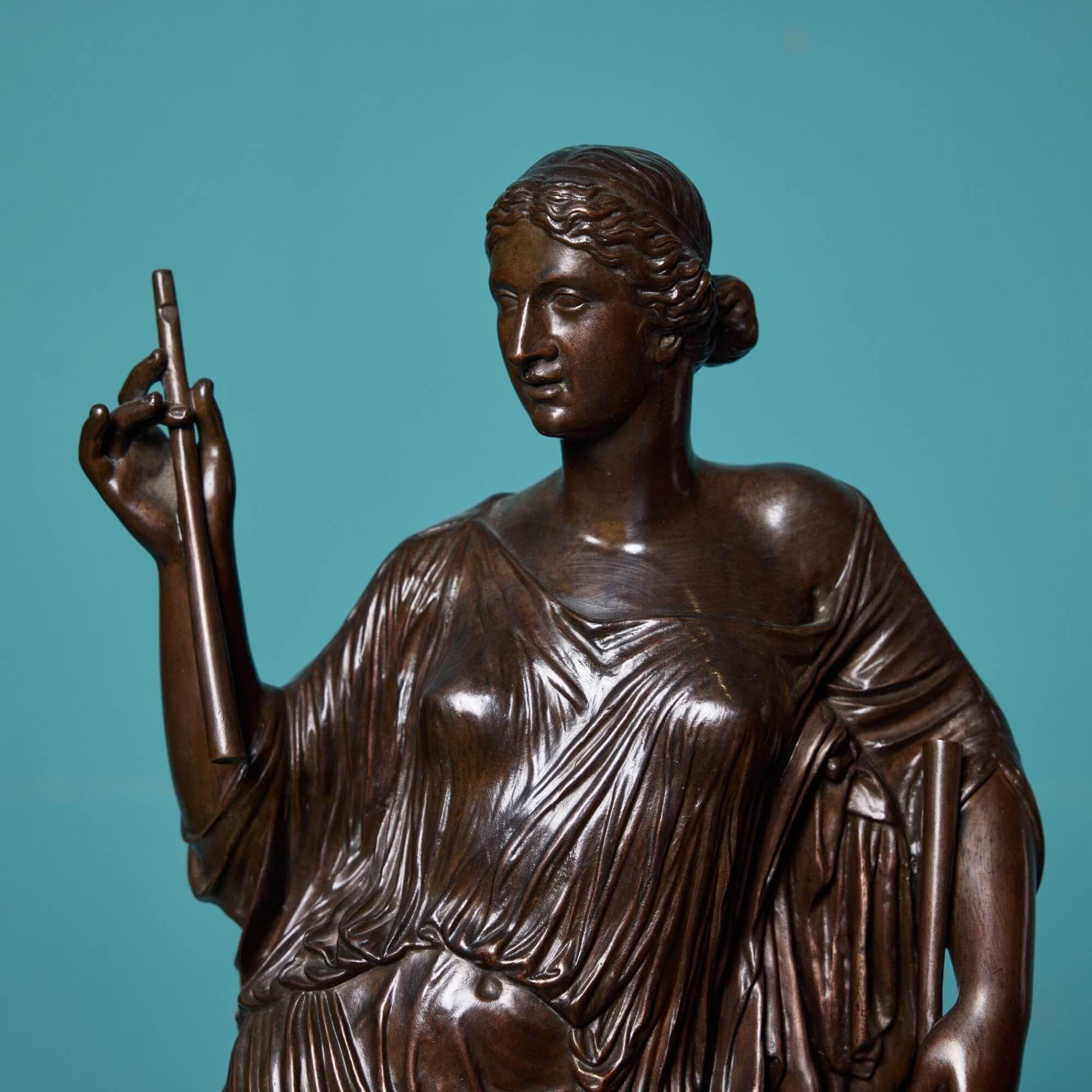 Néoclassique Grande sculpture d'euterpe en bronze de F. Barbedienne en vente