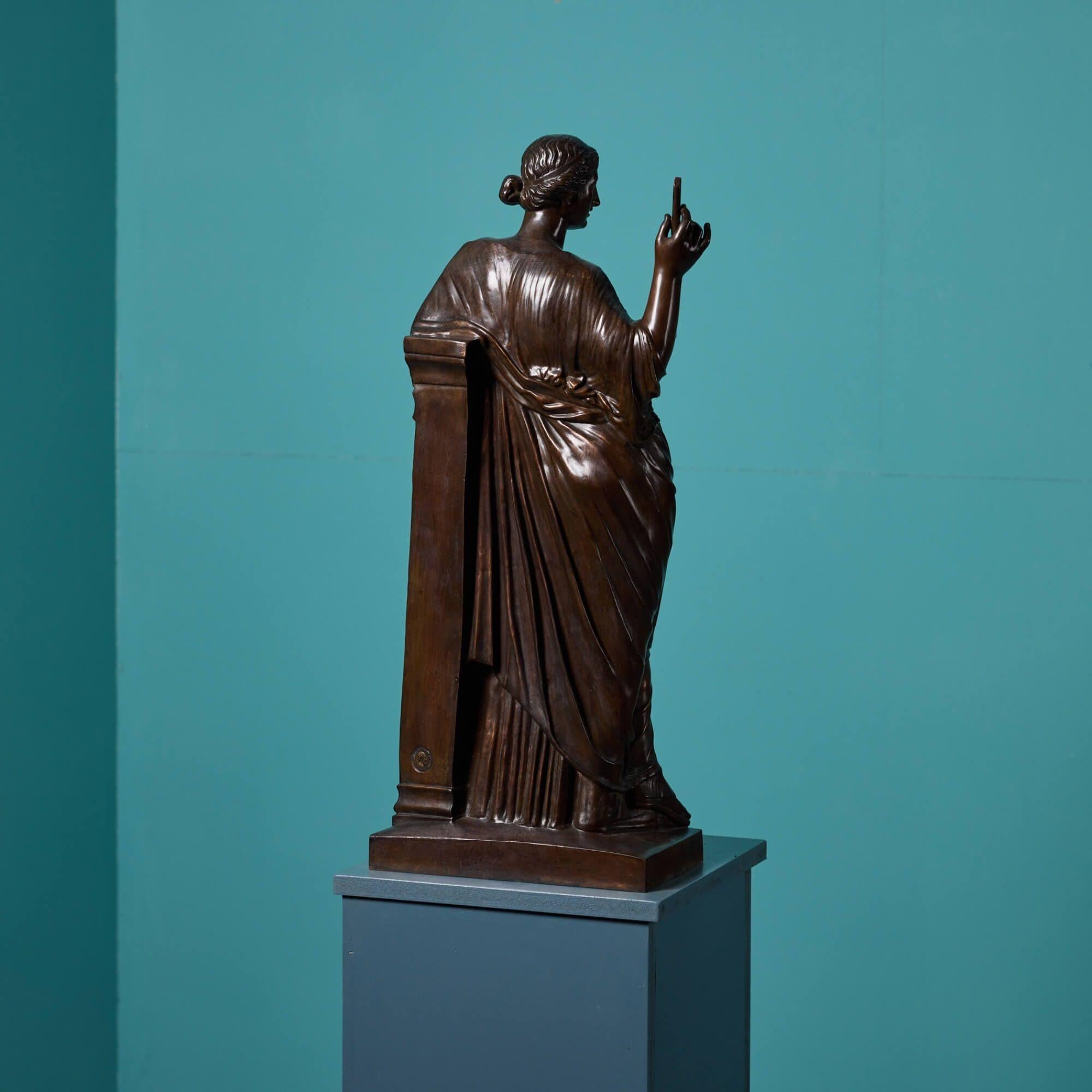 XIXe siècle Grande sculpture d'euterpe en bronze de F. Barbedienne en vente
