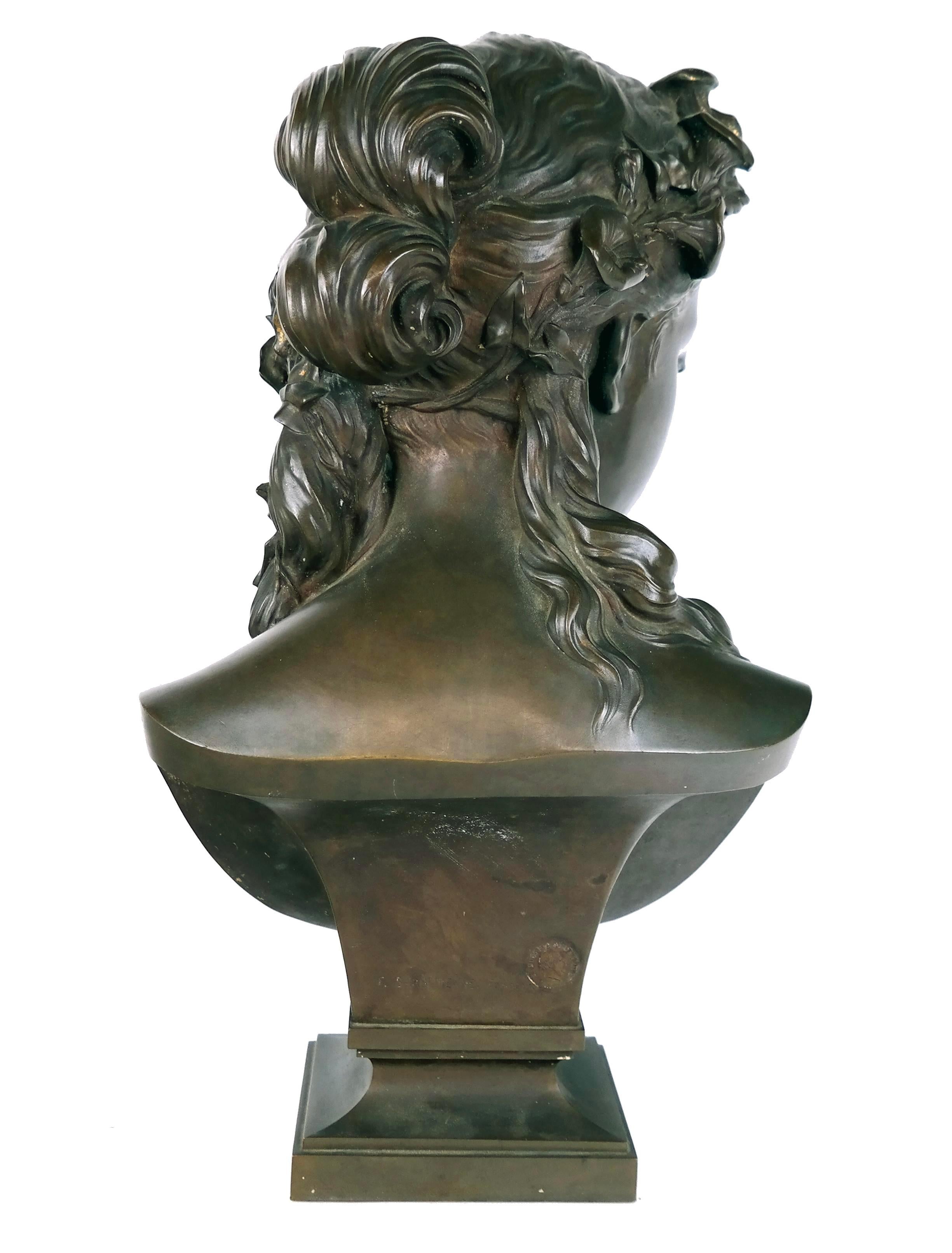 Francese F. Barbedienne Busto di donna in bronzo in vendita