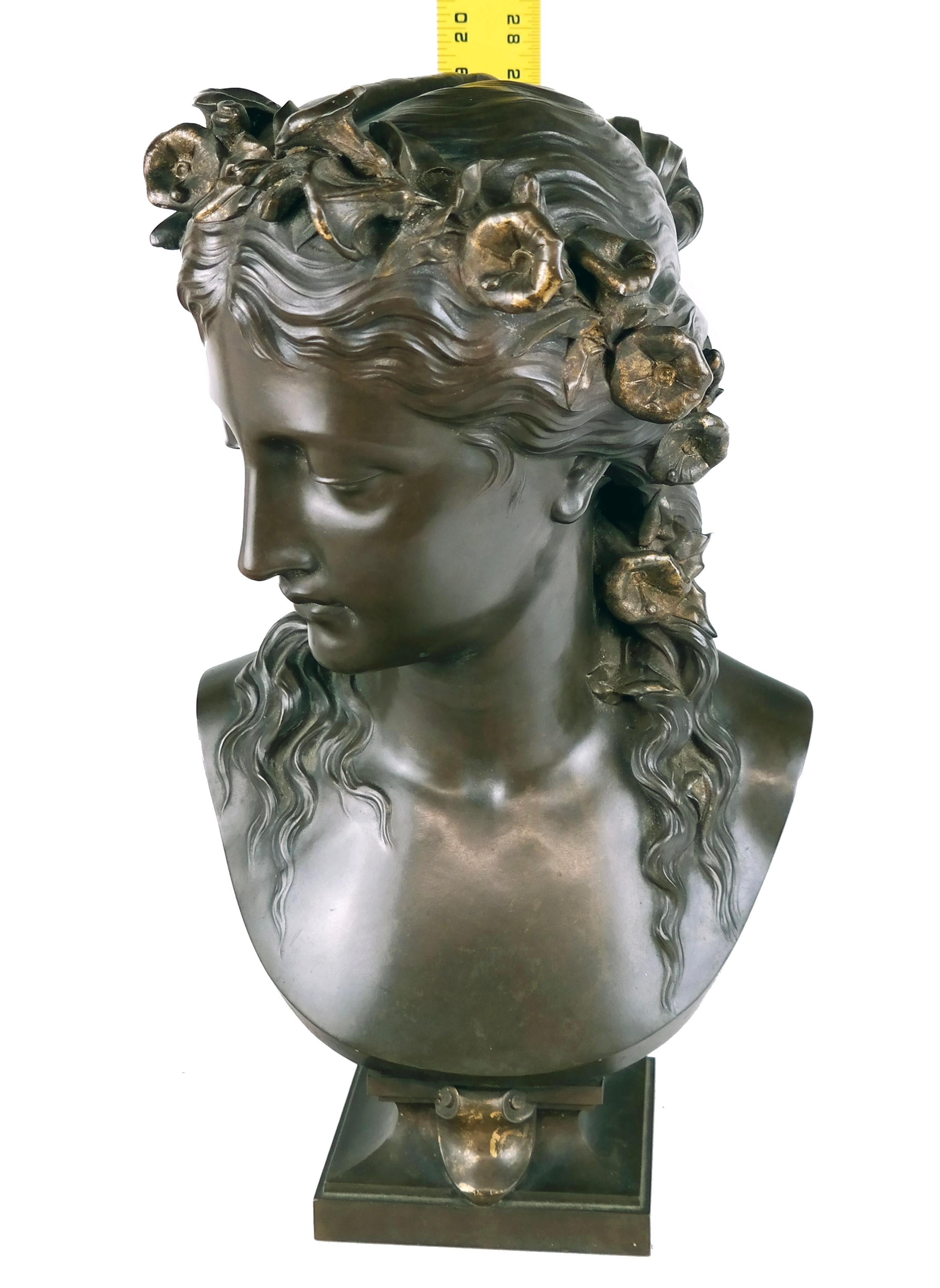 XIX secolo F. Barbedienne Busto di donna in bronzo in vendita