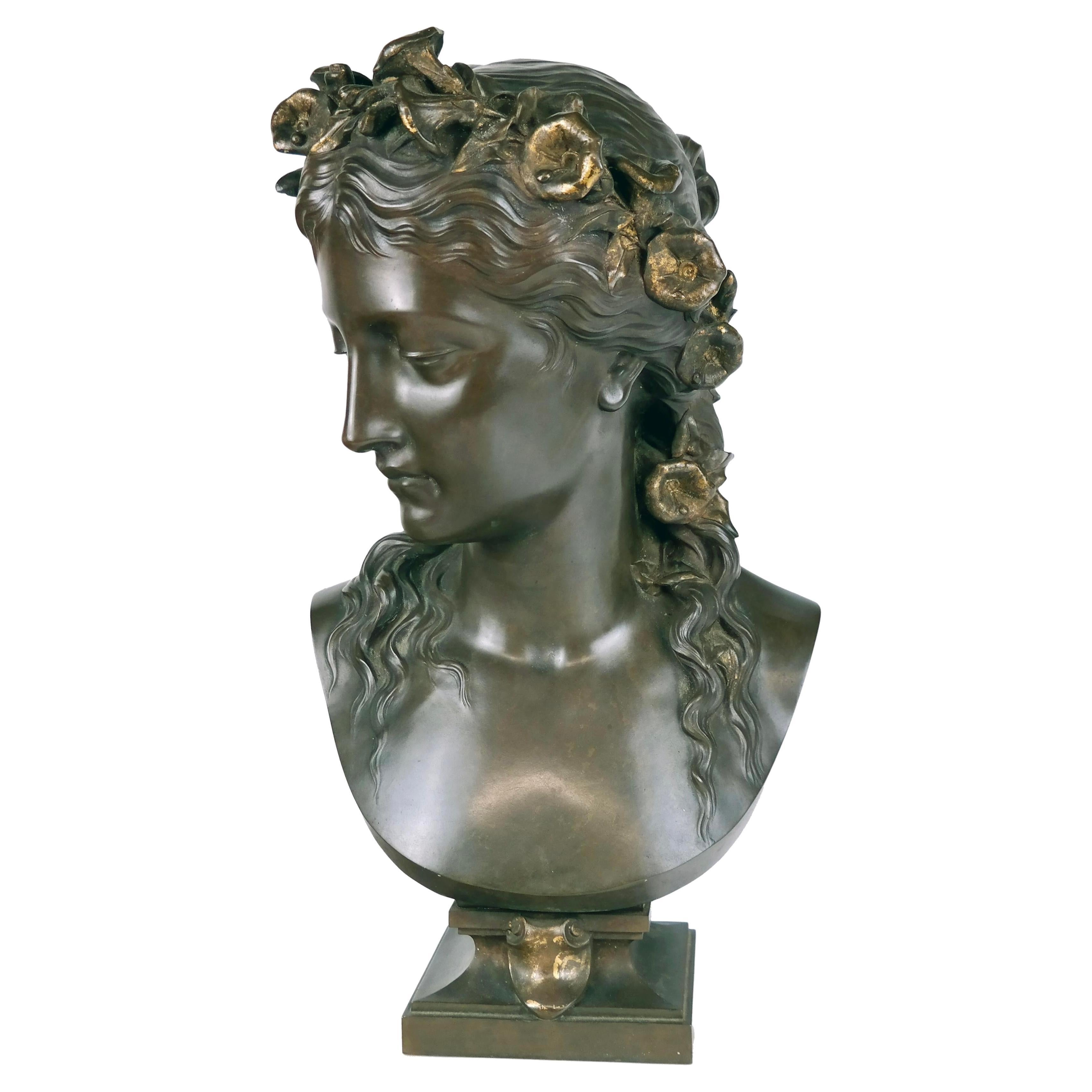 F. Barbedienne Bronze Bust of a Woman