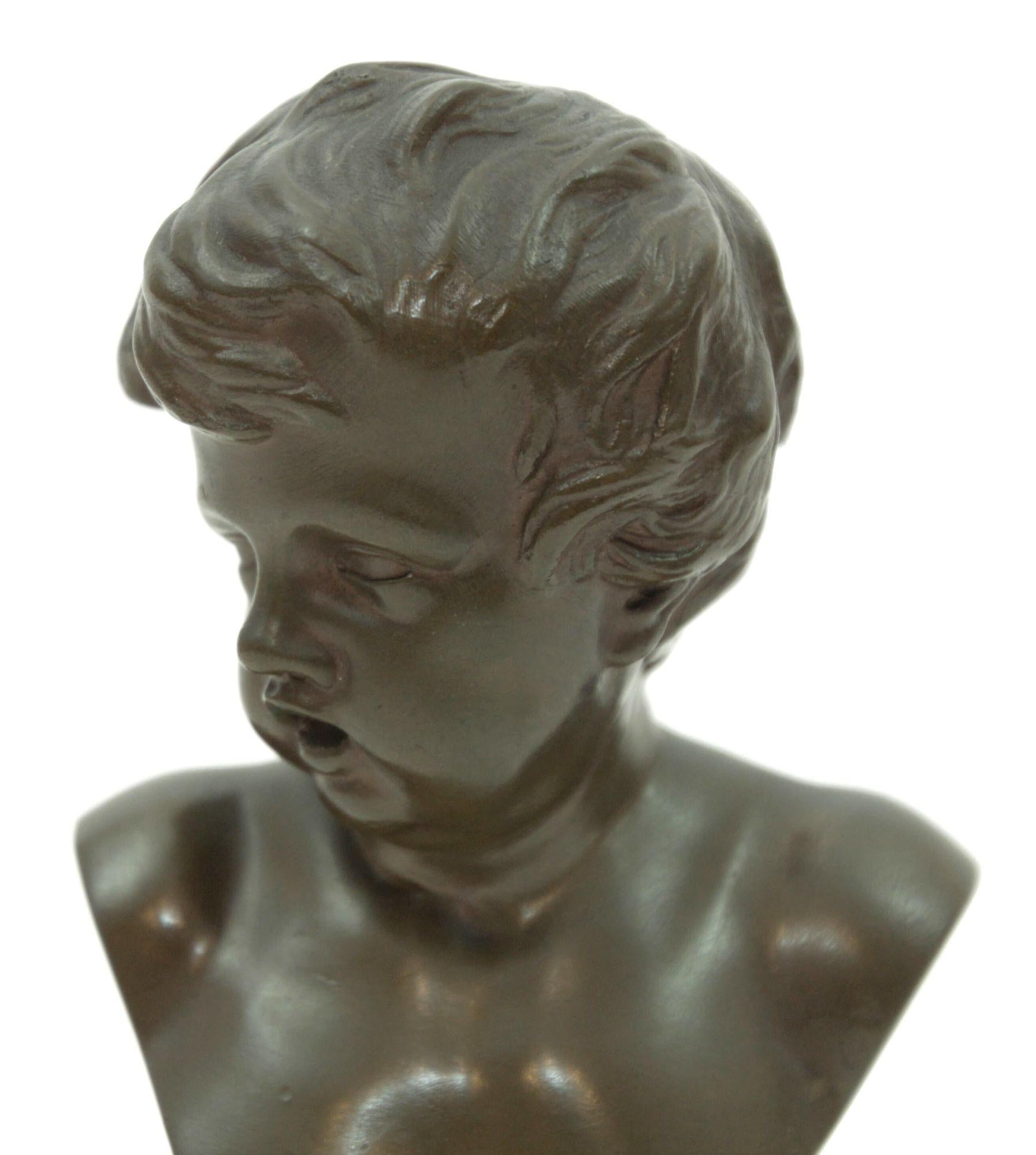 F. Fonderia Barbedienne Busto in bronzo di un giovane in vendita 5