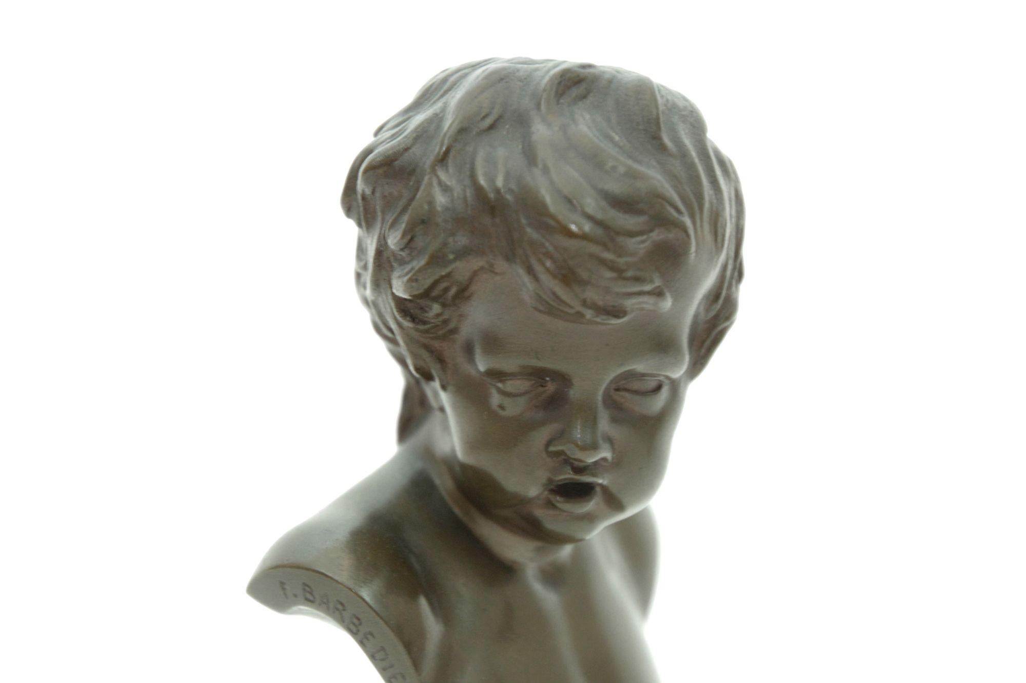 F. Fonderia Barbedienne Busto in bronzo di un giovane in vendita 7