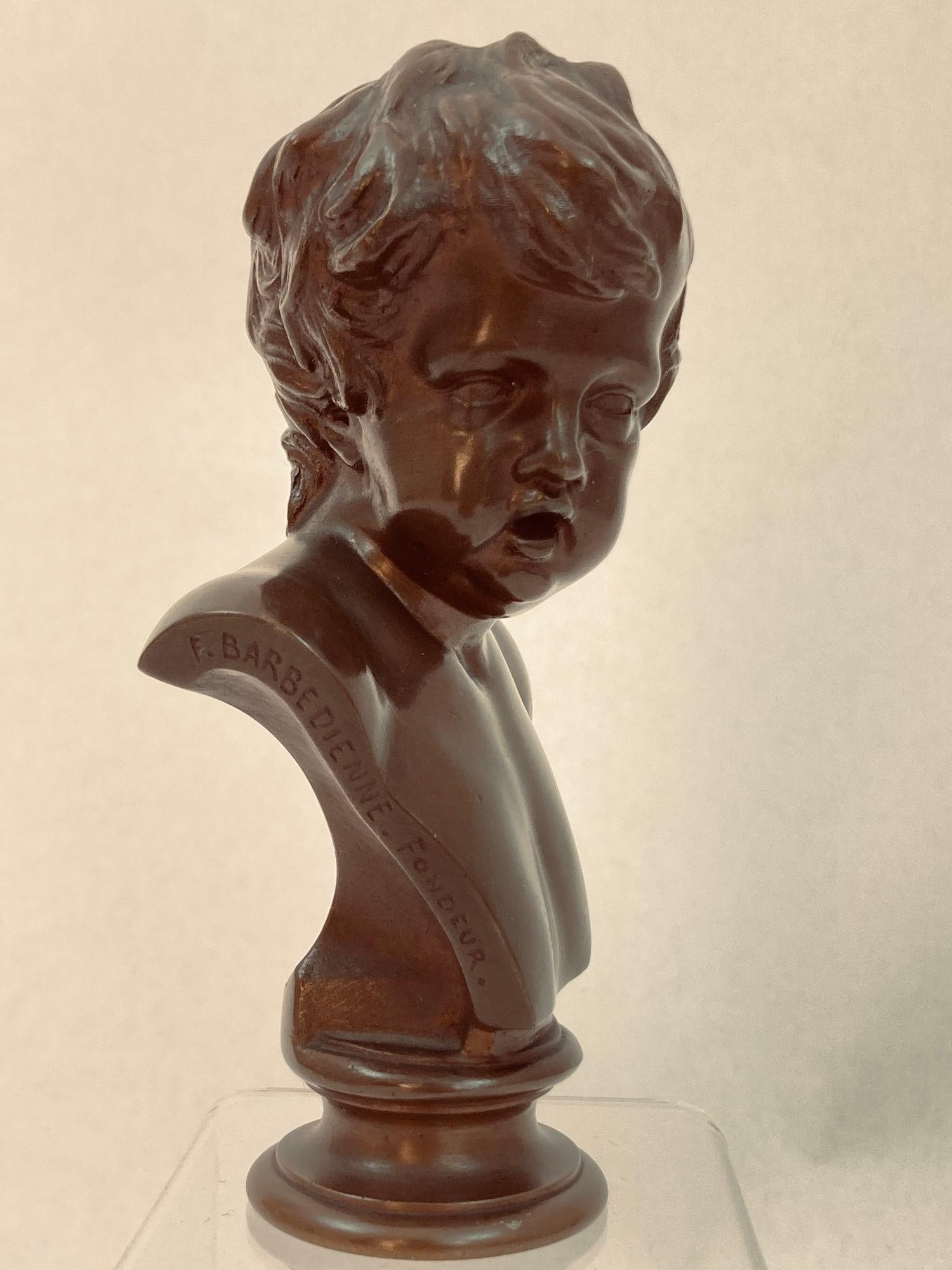 F. Fonderia Barbedienne Busto in bronzo di un giovane in vendita 1