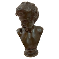 F. Fonderie Barbedienne Buste en bronze d'un jeune homme