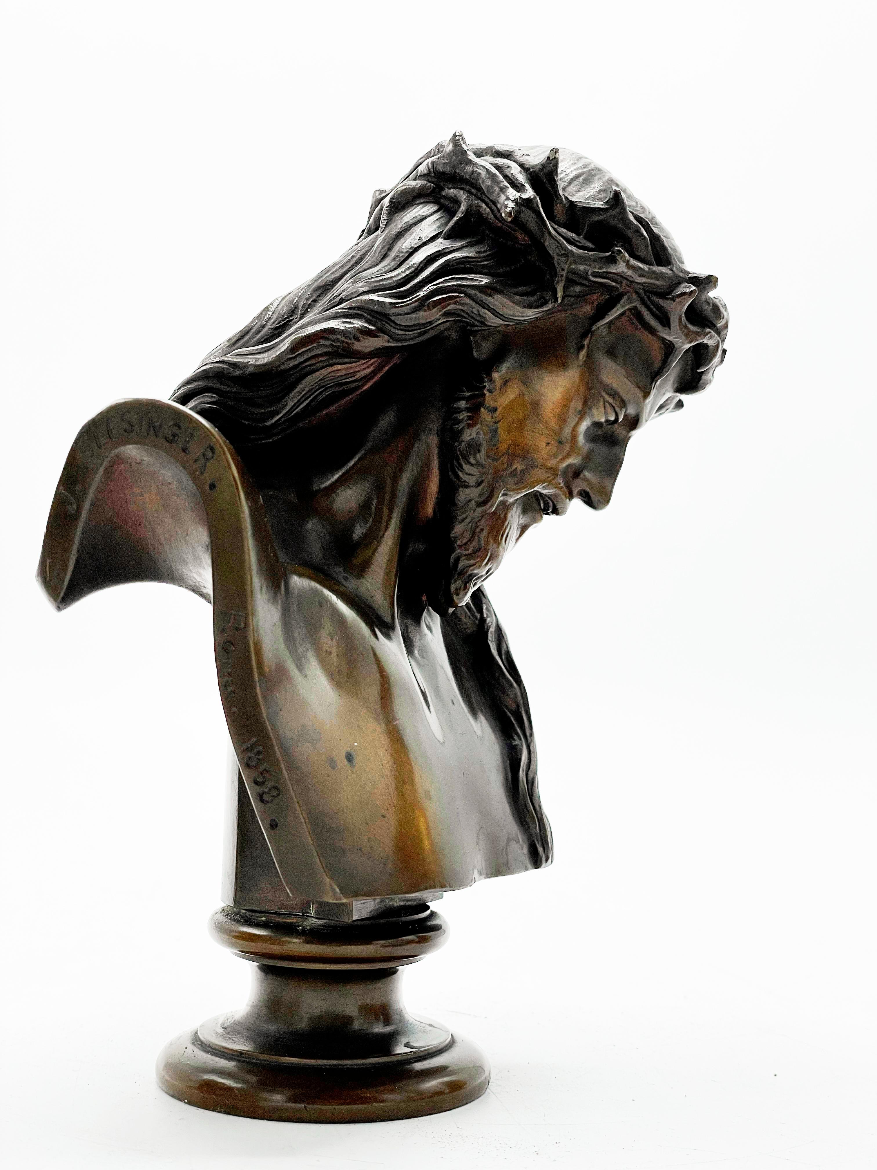 Mid-Century Modern F. Barbedienne Foundry, French Bronze Bust of Jesus Christ For Sale