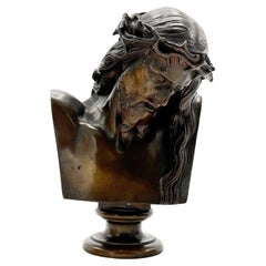 Used F. Barbedienne Foundry, French Bronze Bust of Jesus Christ