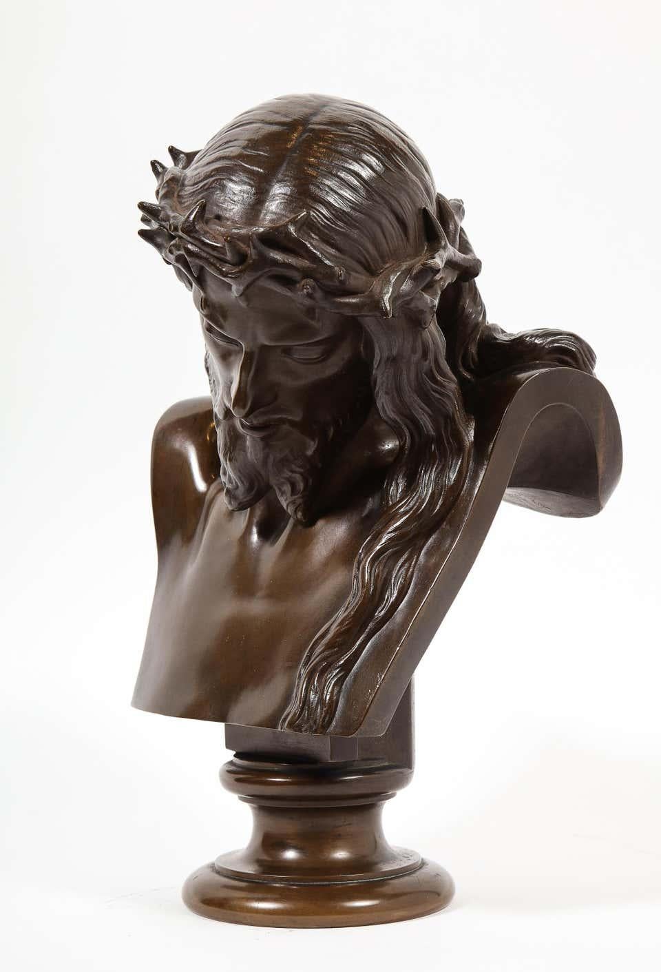 Jean-Baptiste Auguste Clesinger, French Bronze Bust of Jesus Christ, Barbedienne 5