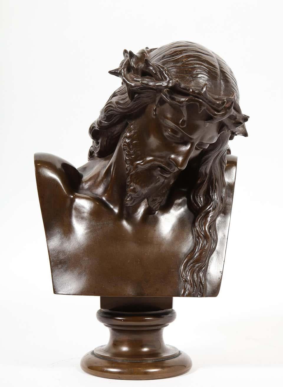 Jean-Baptiste Auguste Clesinger, French Bronze Bust of Jesus Christ, Barbedienne 6