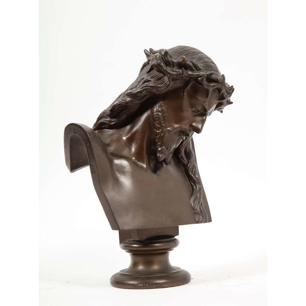 Jean-Baptiste Auguste Clesinger, French Bronze Bust of Jesus Christ, Barbedienne - Sculpture by F. Barbedienne Foundry