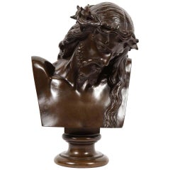 Jean-Baptiste Auguste Clesinger, French Bronze Bust of Jesus Christ, Barbedienne