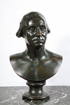 Large and Rare Patinated Bronze Bust of George Washington, by F. Barbedienne