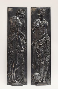 Two Naiads, after Jean Goujon French classicism Barbedienne Foundry bronze 