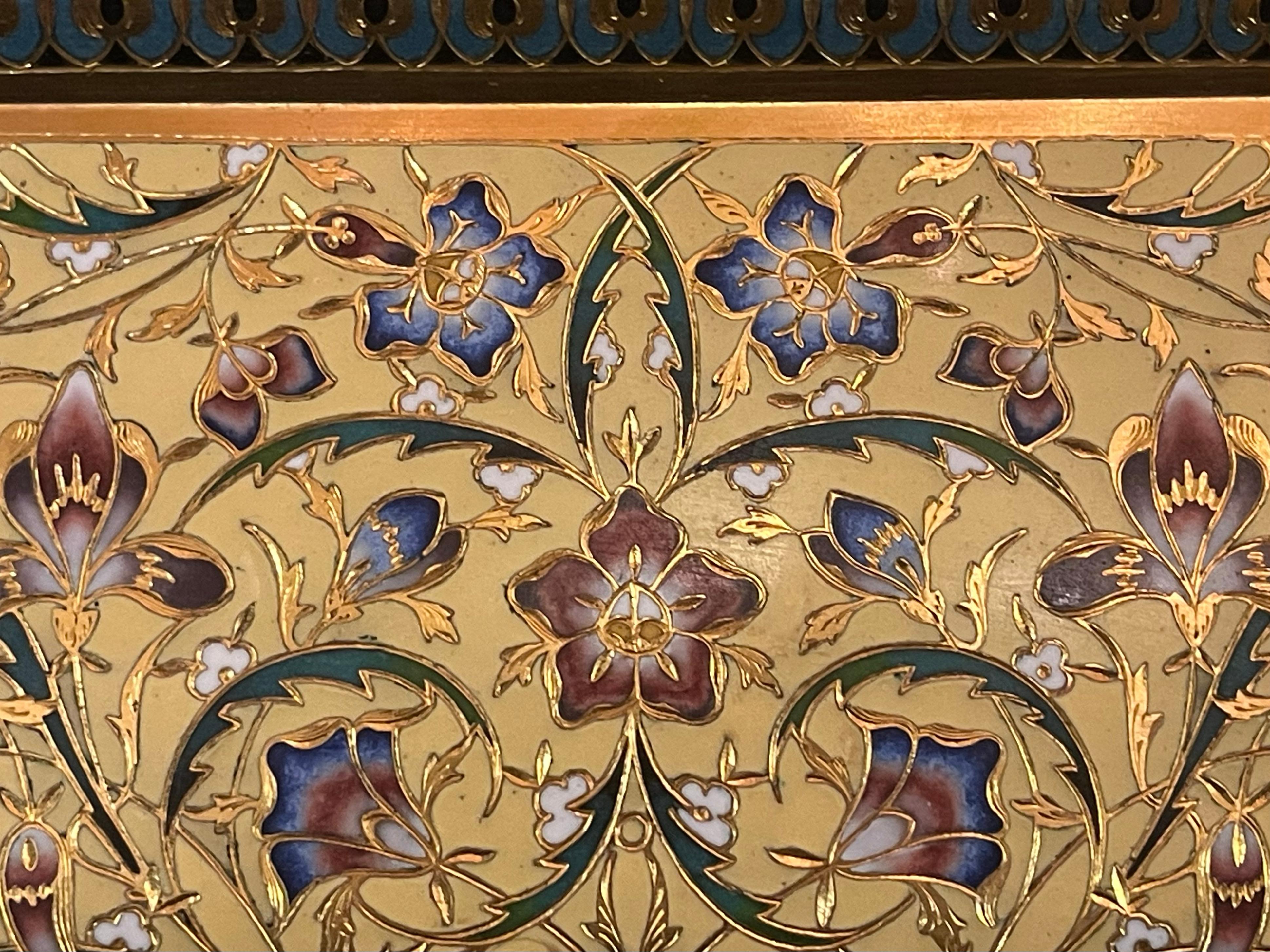 F. Barbedienne French Ormolu and Champlevé Enamel Jardinière For Sale 5