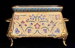 F. Barbedienne French Ormolu and Champlevé Enamel Jardinière
