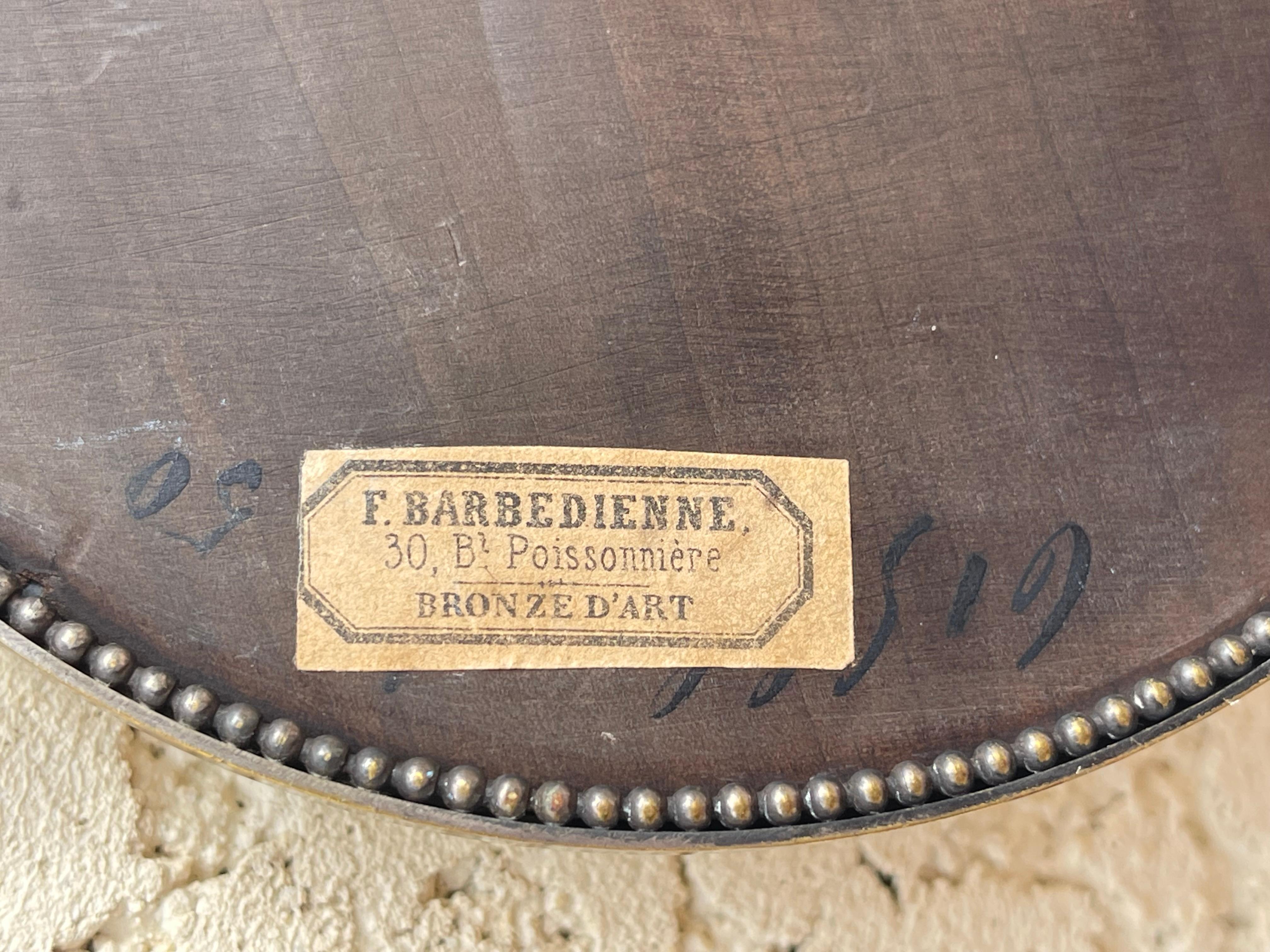 Bronze F. Barbedienne - Miroir à main en bronze argenté en vente