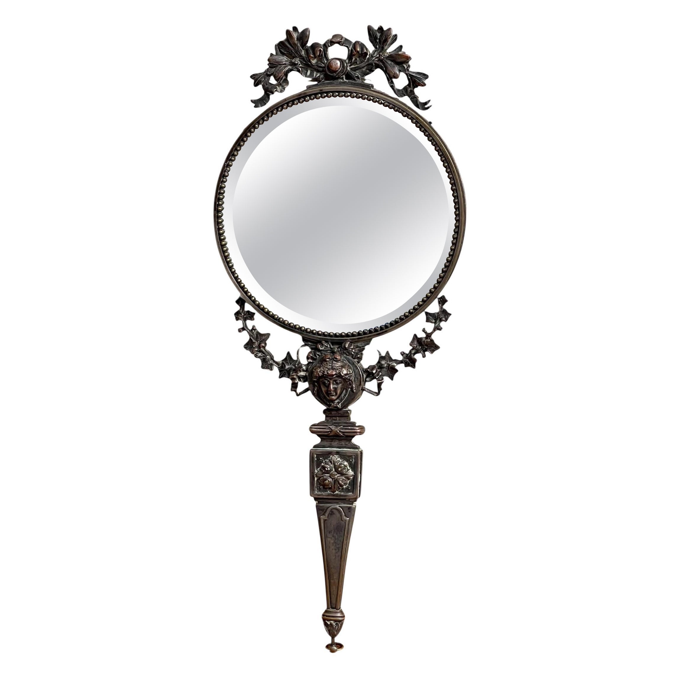 F. Barbedienne - Miroir à main en bronze argenté en vente