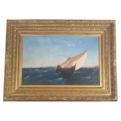 F Berré, Hst Ship in Front of Constantinople, XIXth Century