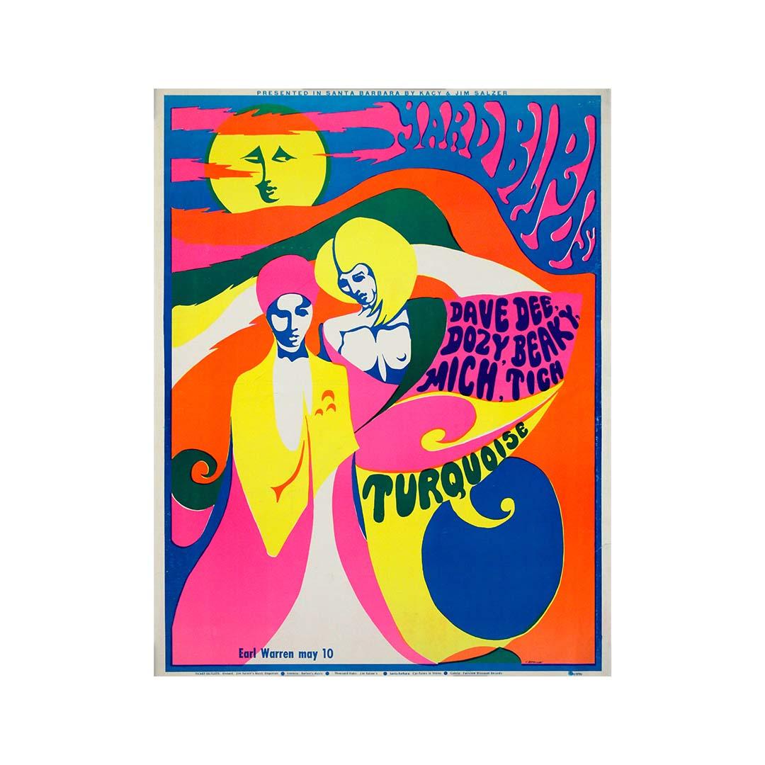 póster psicodélico original del concierto de los Yardbirds diseñado por F. Bettencourt en venta 2
