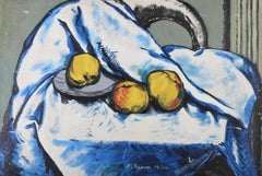 F. Braun After Cezanne - 1949 Oil, Apples with Tablecloth