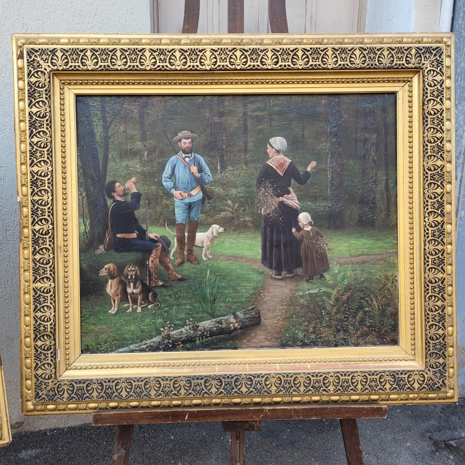 19th Century F Brillaud, Pair of Paintings, Hunting Scenes, XIXth Century For Sale