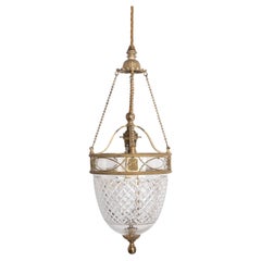 F. & C. Osler Cut Crystal Pendant Lights in Gilt Brass Frames, Rare Set of Five