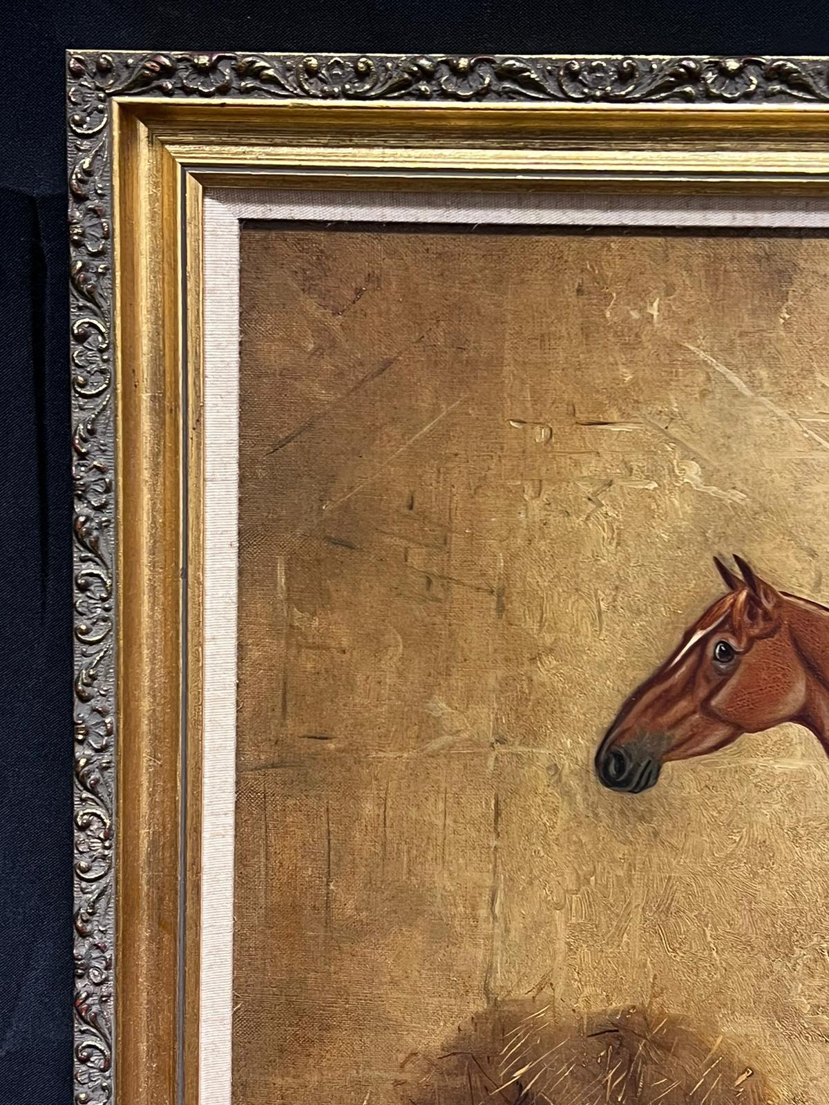 Schönes britisches Sportkunst-Ölgemälde des 19. Jahrhunderts, Ölgemälde Pferd in Tischinterieur im Angebot 1