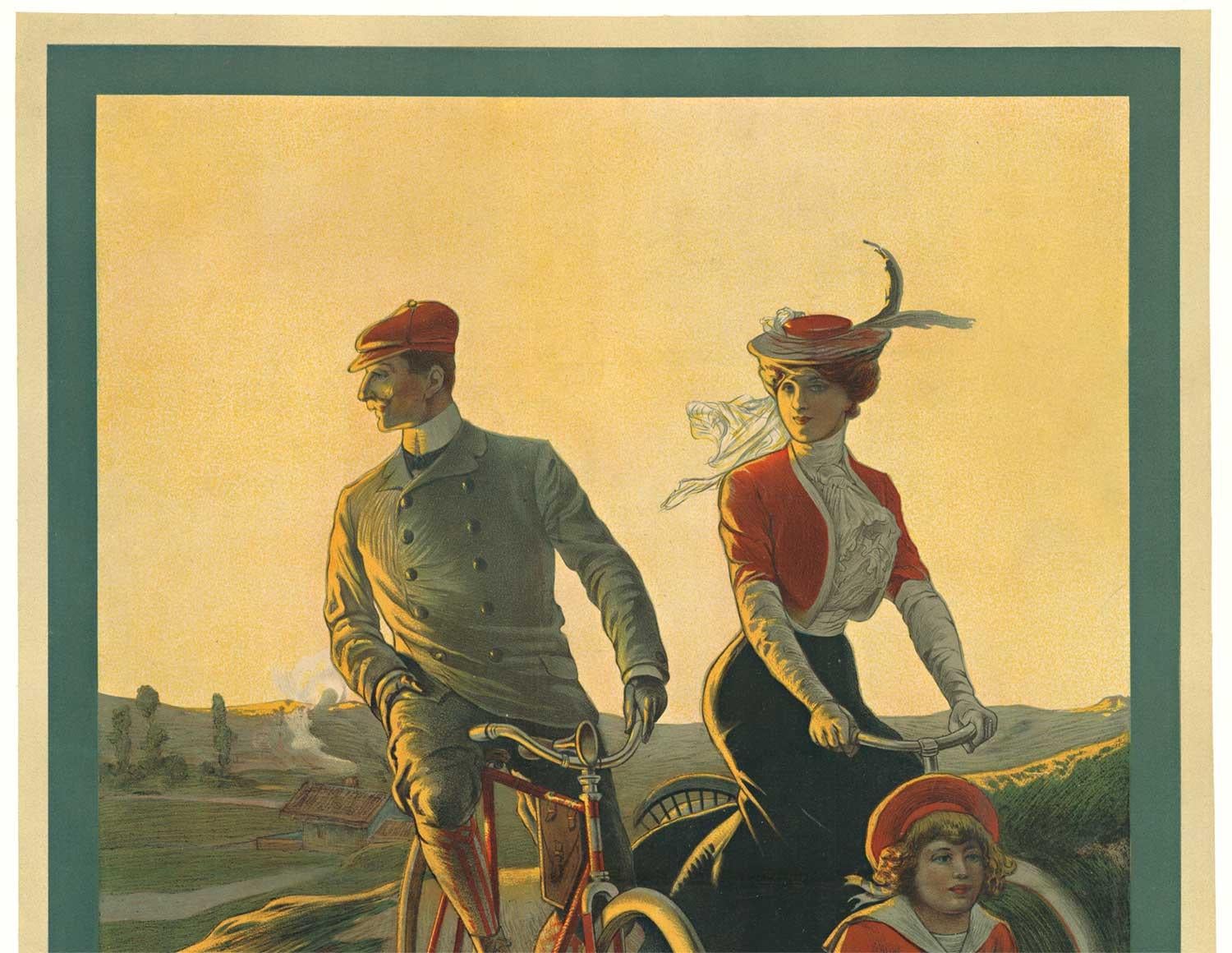 Affiche originale de vélo « Cycles Omnium » du début du siècle - Print de F. Capelli