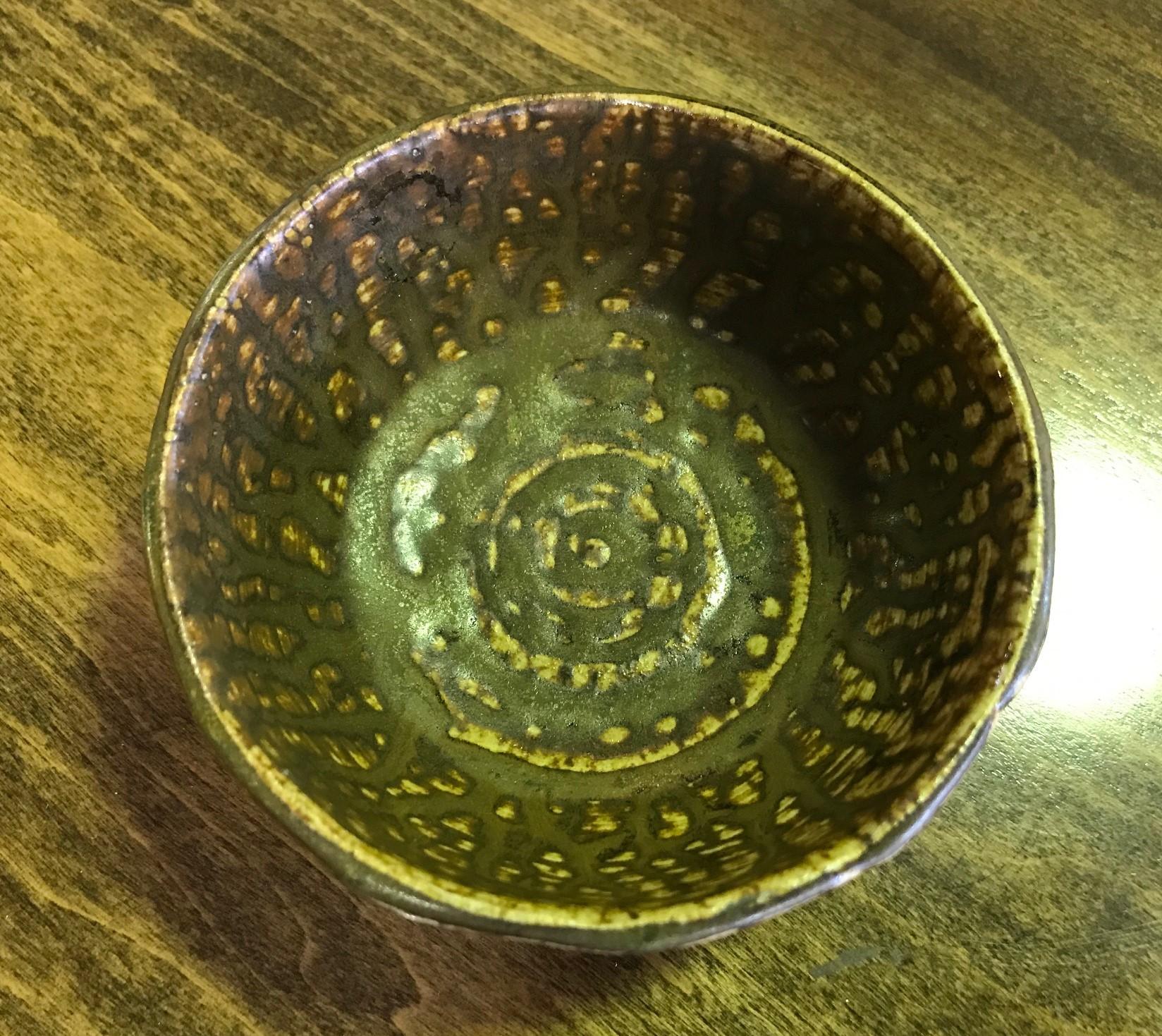 Mid-Century Modern F. Carlton Ball Midcentury Signed Ceramic Glazed California Studio Pottery Bowl For Sale