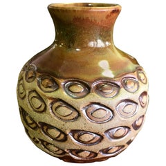 F. Carlton Ball Signed Midcentury Ceramic Pottery Patterned Glazed Studio Vase