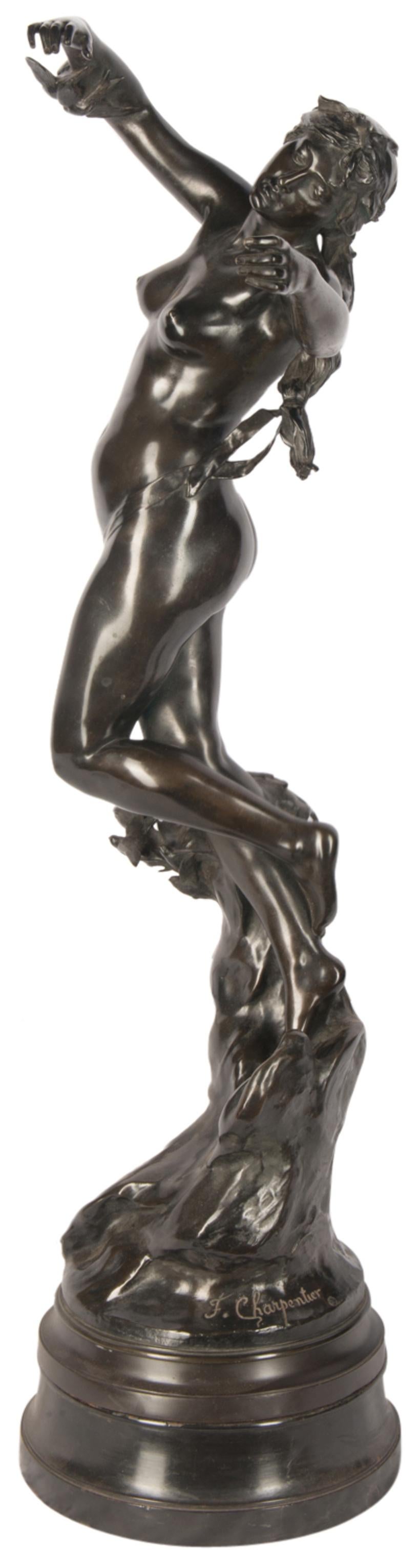 F. Charpentier, Nackte Bronzebronze eines jungen Mädchens, tanzend, 19. Jahrhundert (Französisch) im Angebot