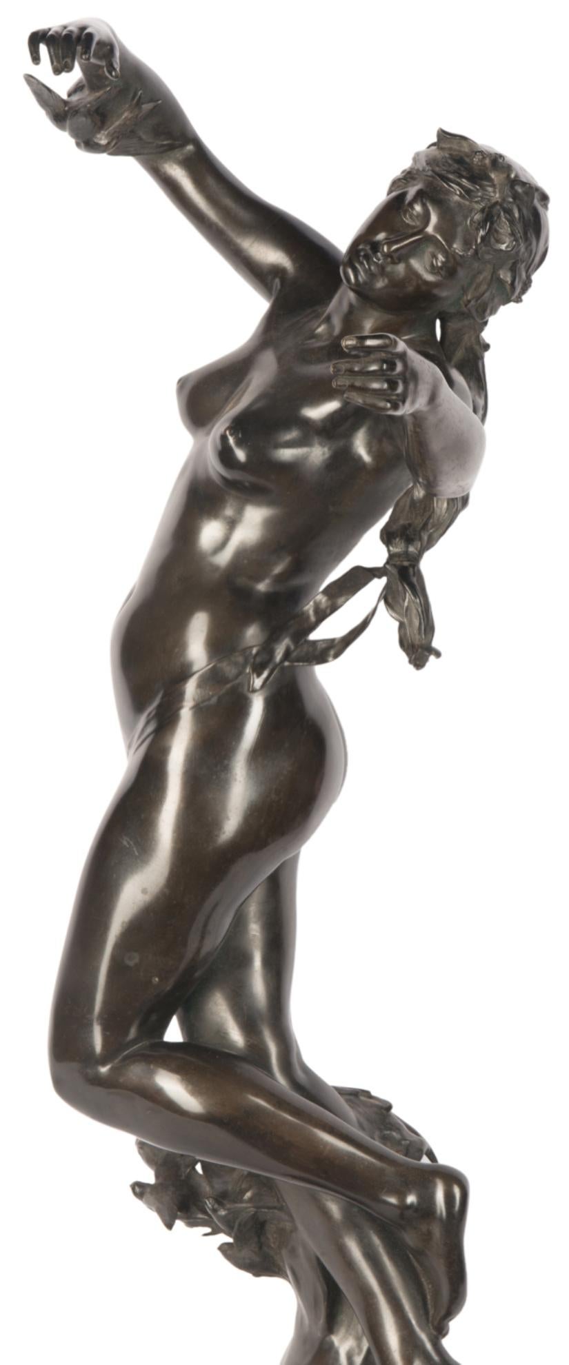 F. Charpentier, Nackte Bronzebronze eines jungen Mädchens, tanzend, 19. Jahrhundert im Zustand „Gut“ im Angebot in Brighton, Sussex