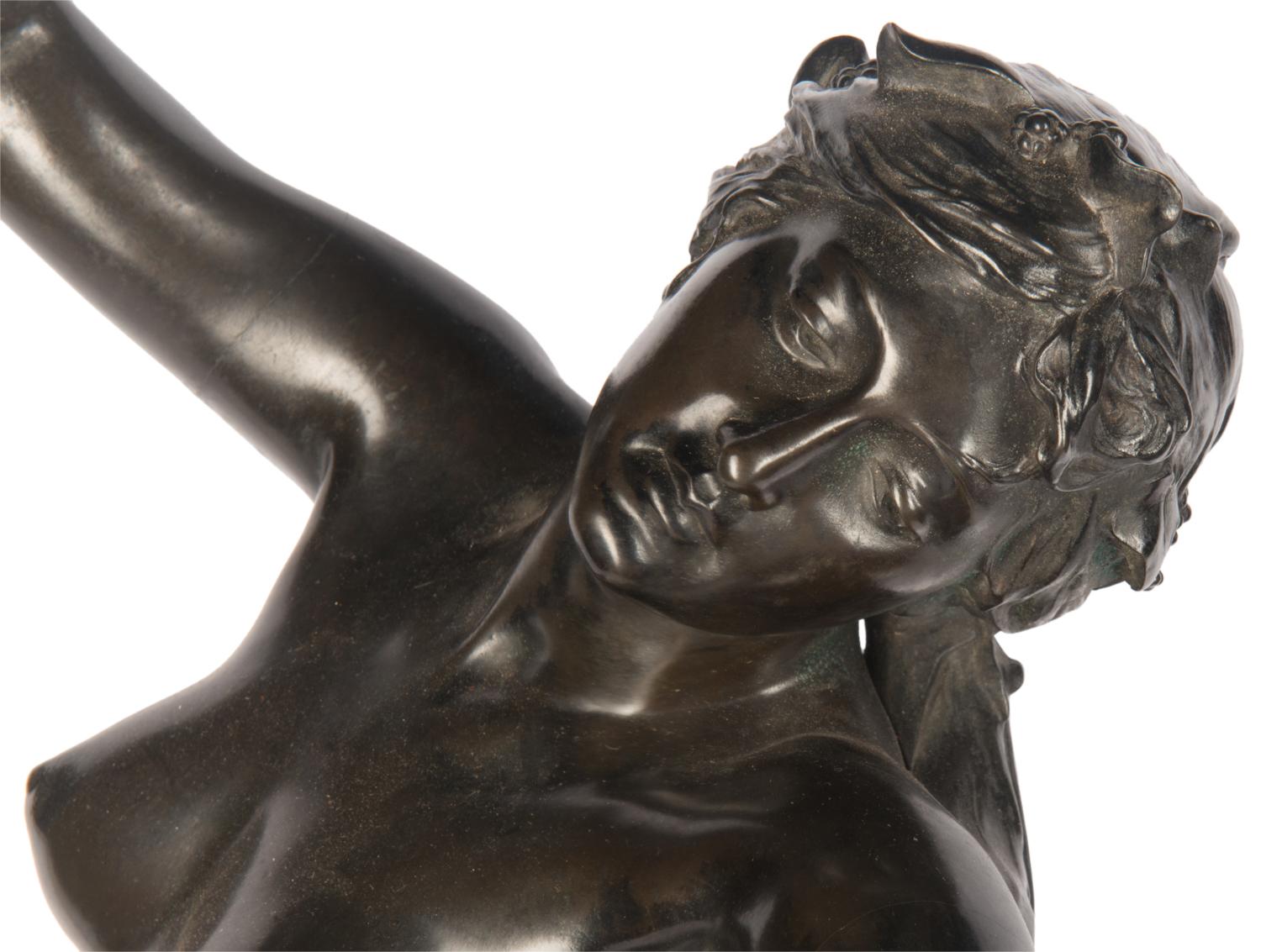 F. Charpentier, Nackte Bronzebronze eines jungen Mädchens, tanzend, 19. Jahrhundert im Angebot 1