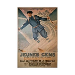 Circa 1930 original recruitment poster interwar French military propaganda
