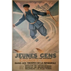Circa 1930 original recruitment poster interwar French military propaganda