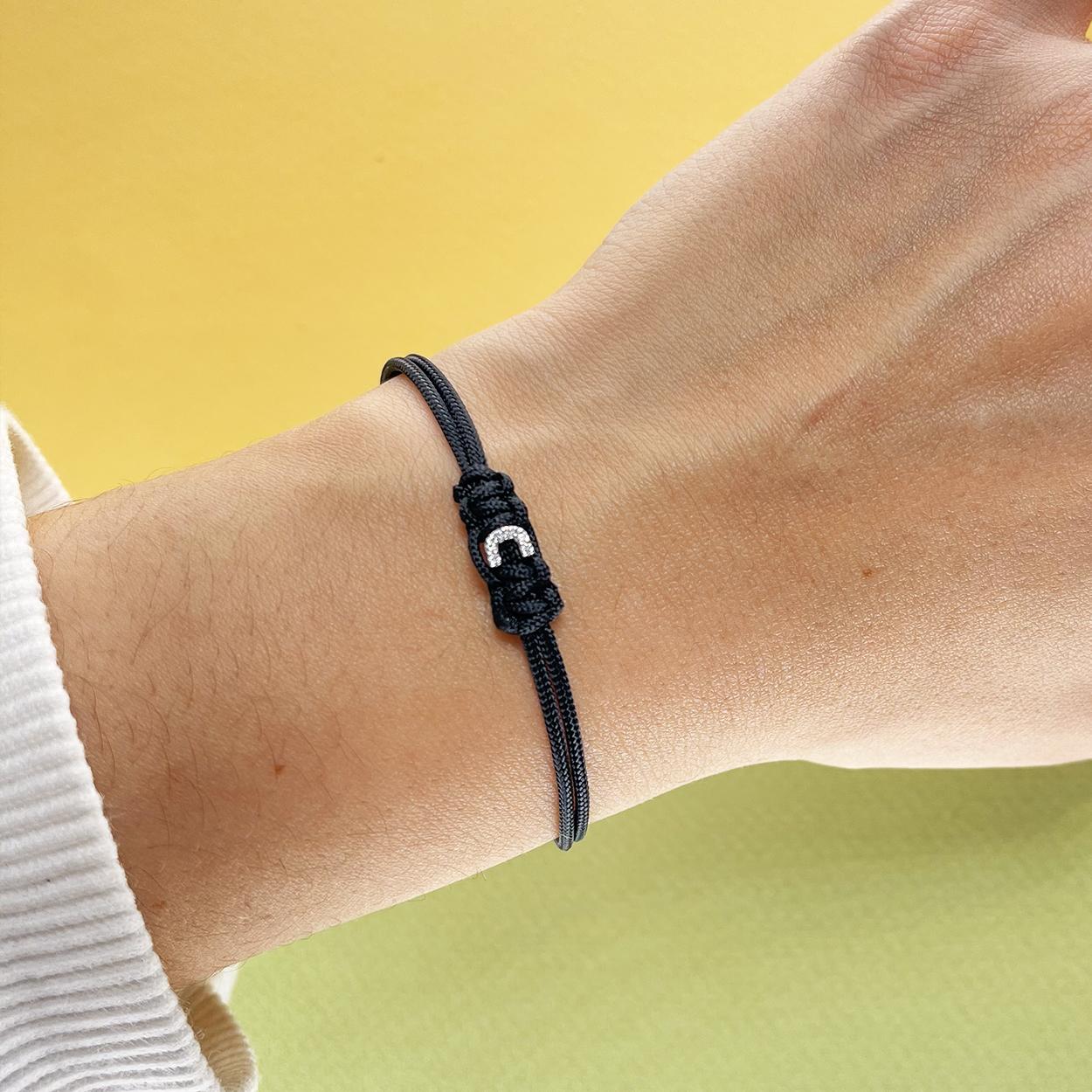F - Pulsera Personalizable Letra / Nombre en Oro Blanco y Diamantes Blancos Regalo en venta 1