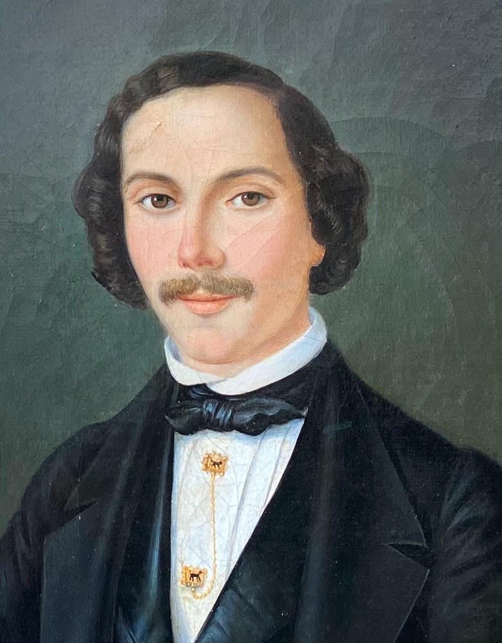 A wonderful depiction of a dapper Parisian dandy, dating from 1848. I love his air of decadence! It is a work by F de Korff, a mysterious French aristocratic portrait artist who had his studio at 11 -12 Boulevard des Italiens in Paris. The painting