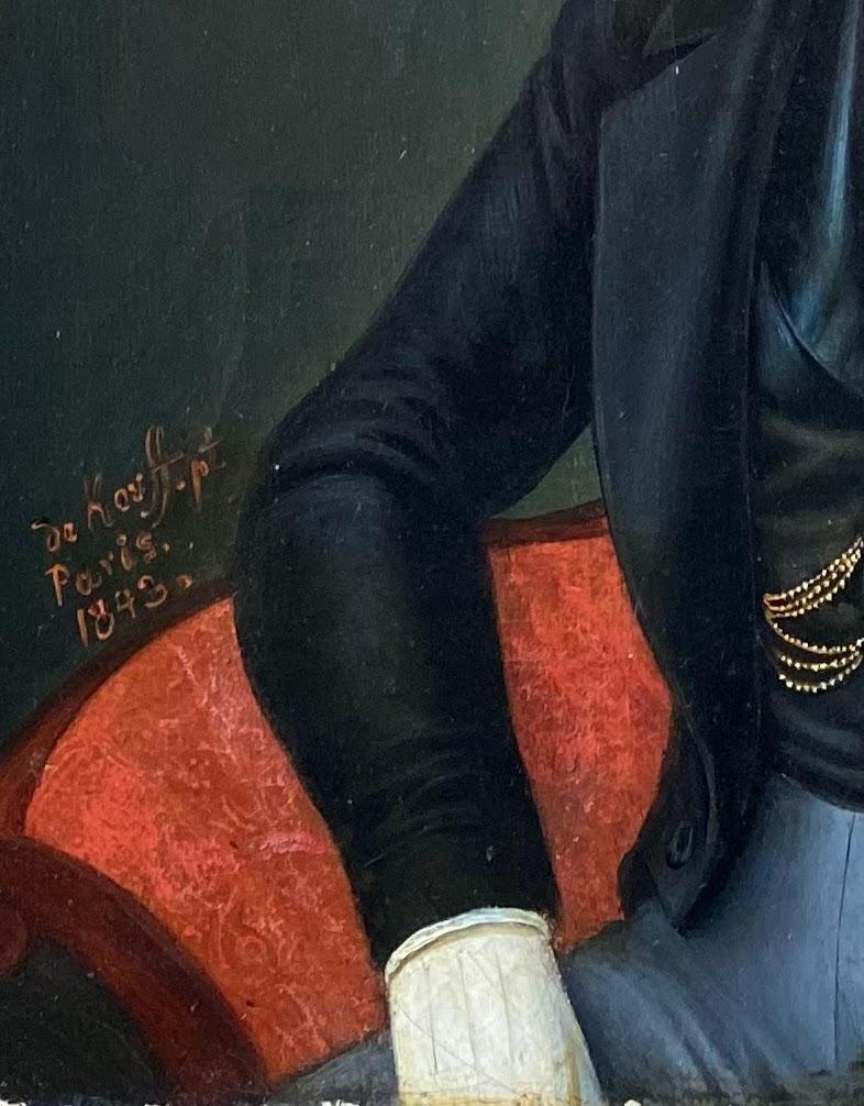 The Dandy a Salon in Paris, portrait d'un jeune homme peintre français du XIXe siècle  en vente 1