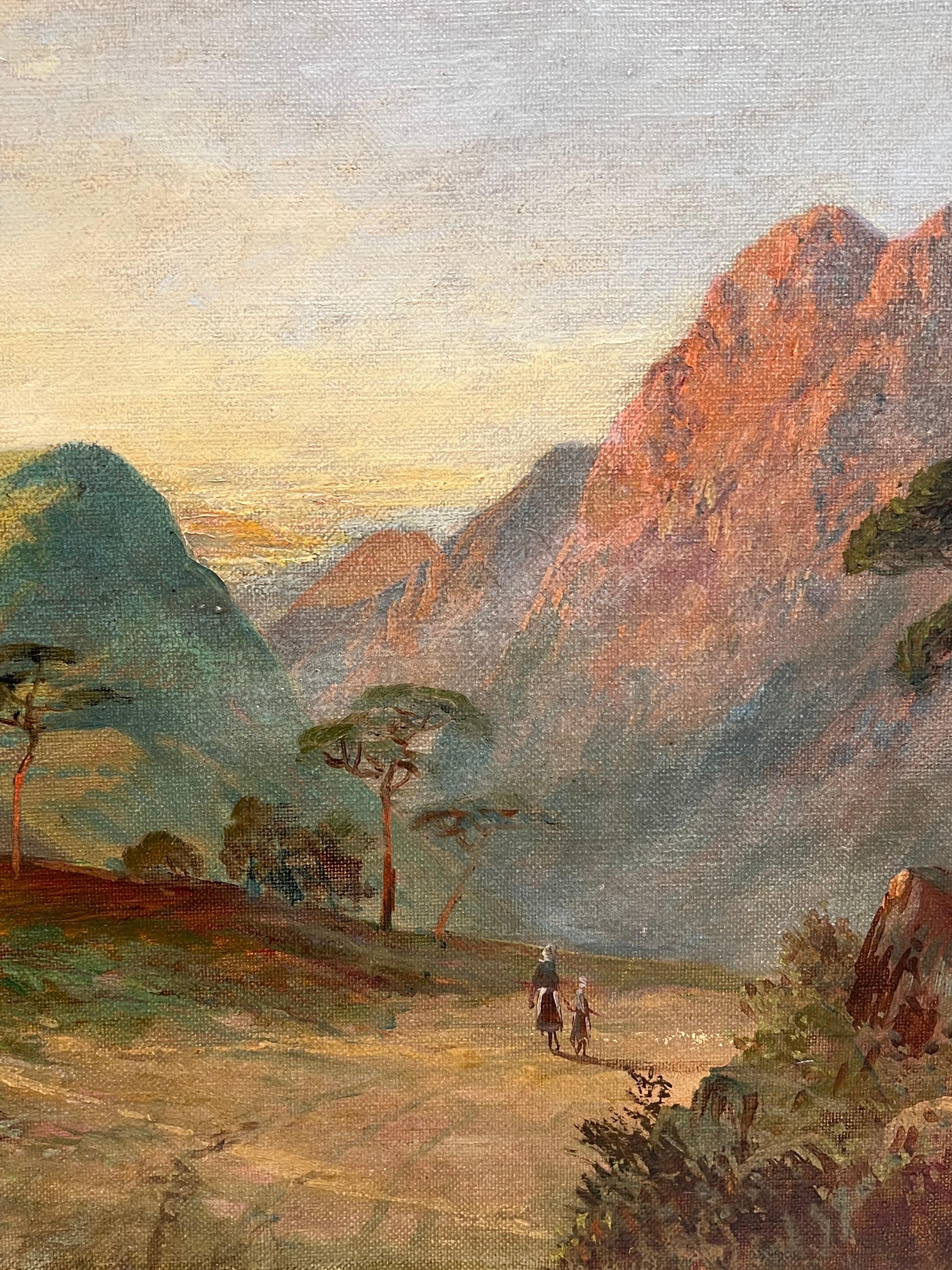 Antique Oil Scottish Highlands Oil Painting The Pass at Killiecrankie Pitlochry (Braun), Landscape Painting, von F. E. Jamieson