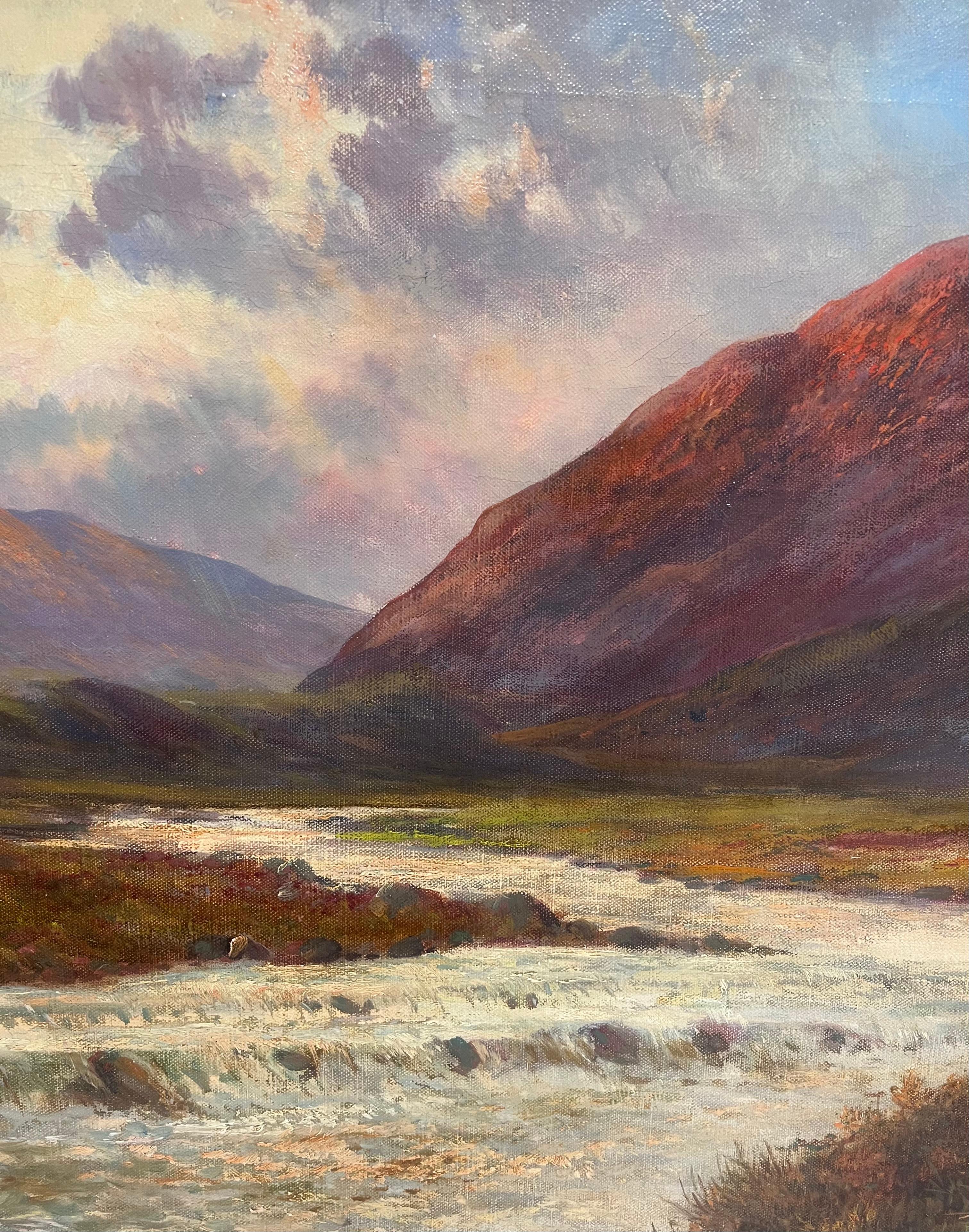 Antikes Öl Schottische Highlands Schnell fließender Fluss Highlands Glencoe Schottland im Angebot 1