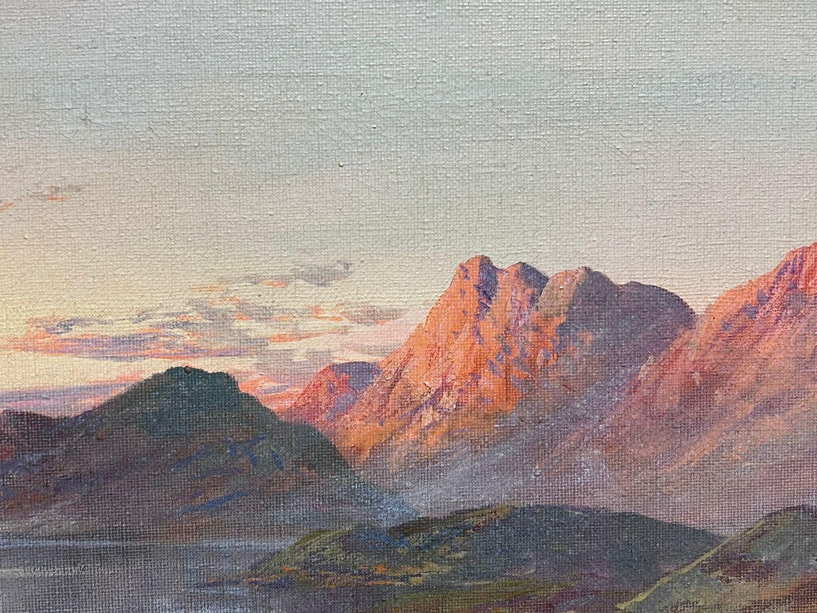 Antique Scottish Highland Landscape Loch Scene Signed Oil Painting on Canvas For Sale 2