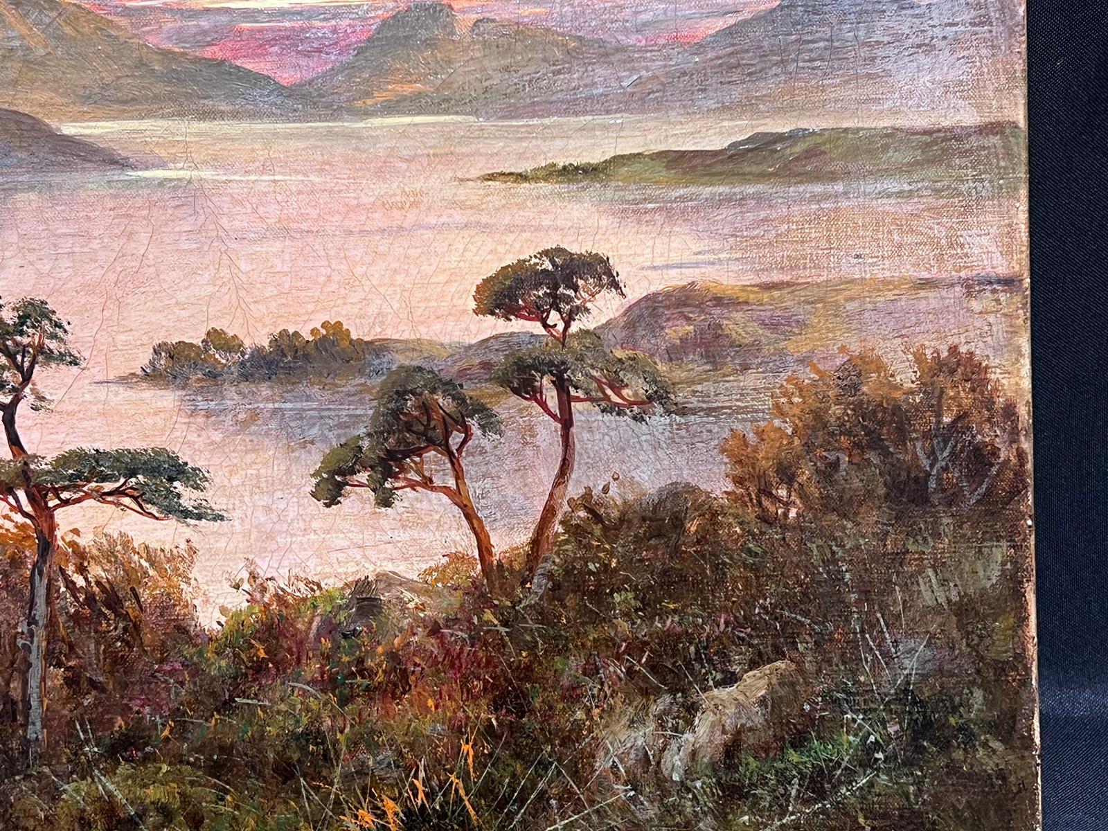 The Highland Loch
signed by F. E. Jamieson (British 1895-1950)
indistinctly titled verso, most likely a loch in the Trossochs region of Argyll. 
oil painting on canvas, unframed
canvas : 16 x 24 inches
provenance: private collection, UK
condition: