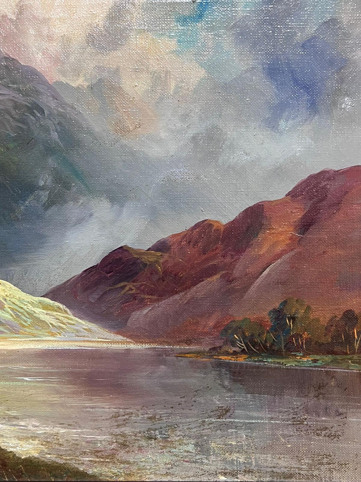 Antike schottische Highland-Landschaft, signiertes Ölgemälde, Loch in Mountains (Viktorianisch), Painting, von F. E. Jamieson