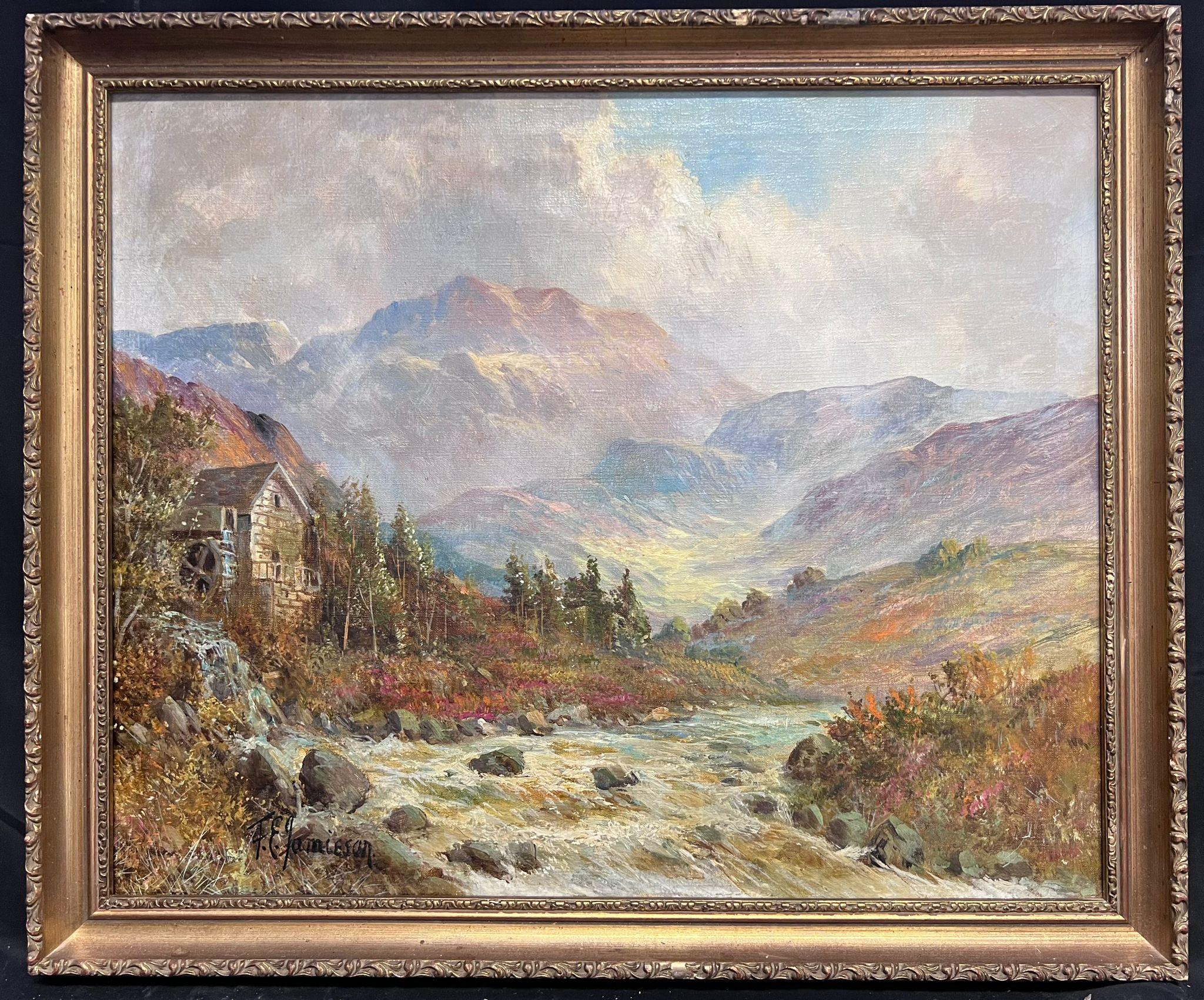 Antiguo Verano Escocés de las Highlands El Viejo Molino junto al Valle del Río Paisaje - Painting de F. E. Jamieson