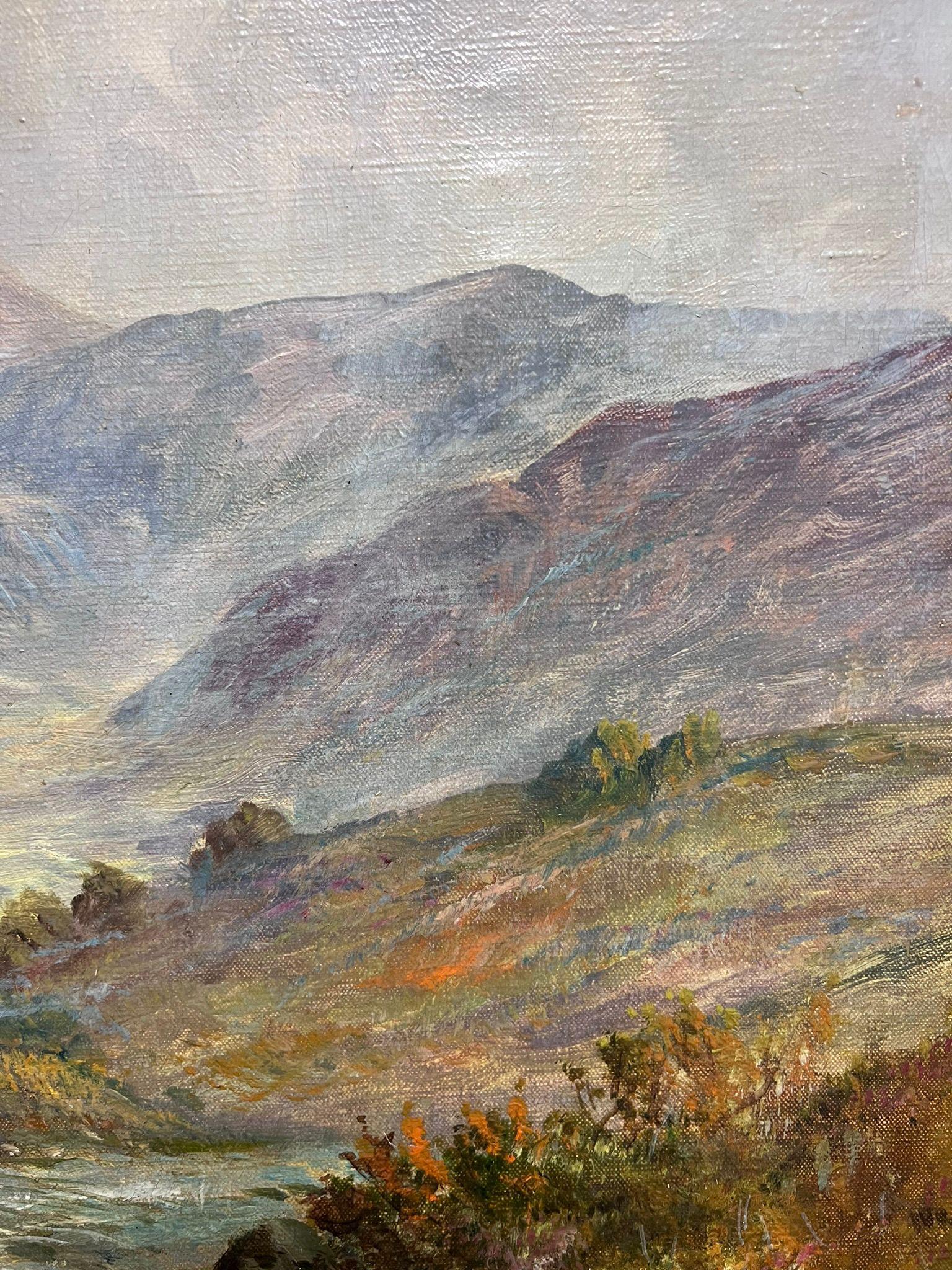 Antiguo Verano Escocés de las Highlands El Viejo Molino junto al Valle del Río Paisaje - Painting Victoriano de F. E. Jamieson