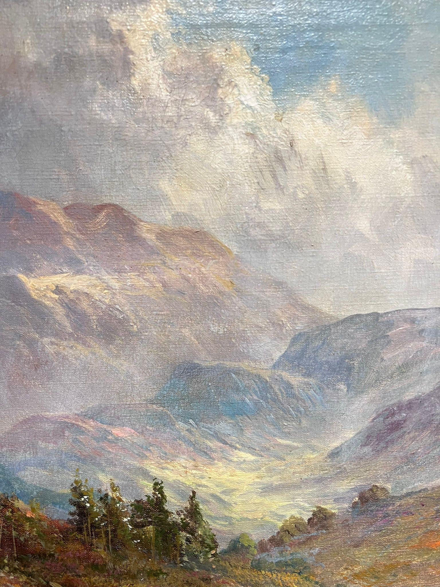 Antiguo Verano Escocés de las Highlands El Viejo Molino junto al Valle del Río Paisaje - Landscape Painting Marrón de F. E. Jamieson