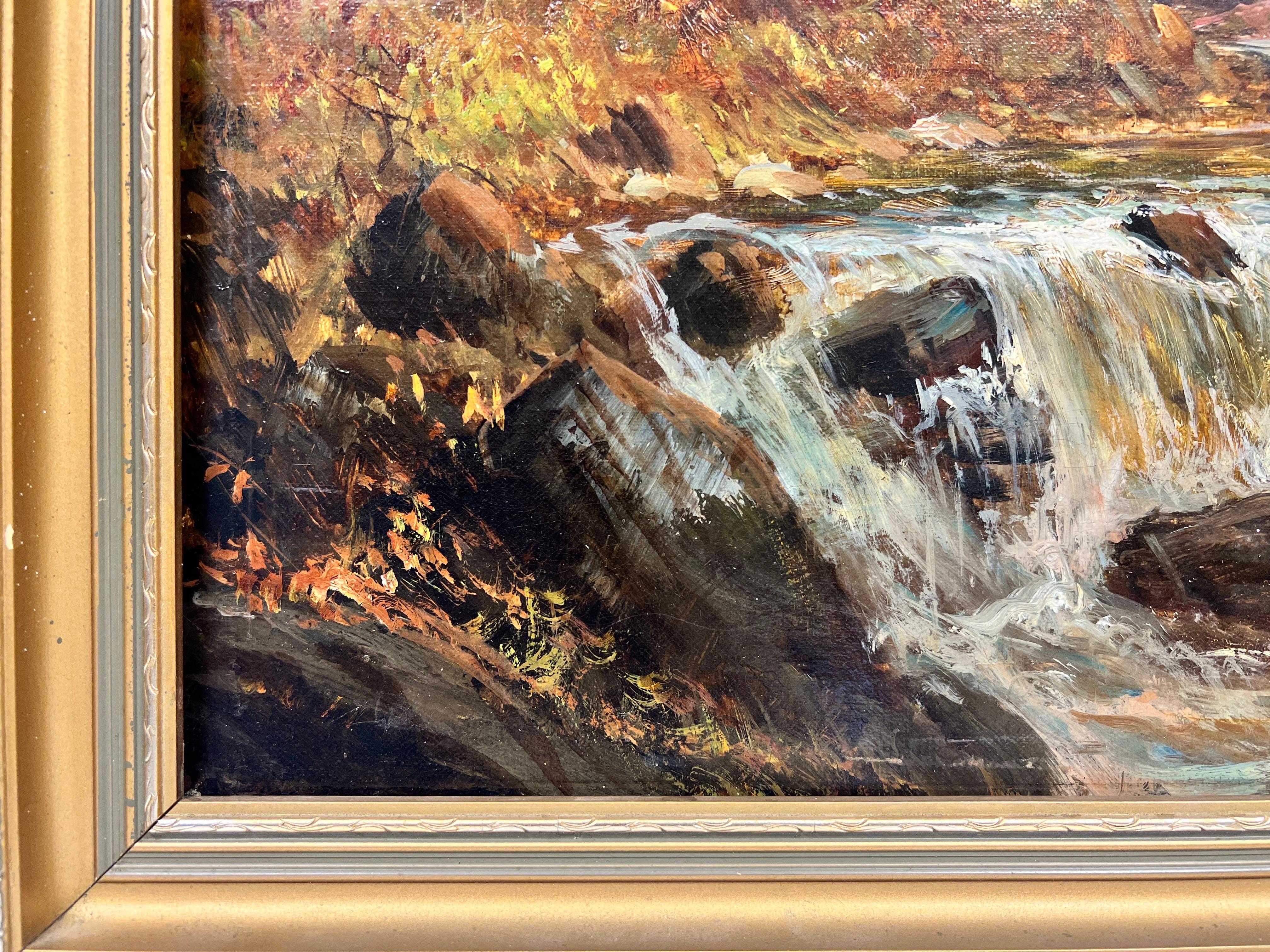 Fine Antique Scottish Oil Painting Angler in Highland River Landscape, signed For Sale 2