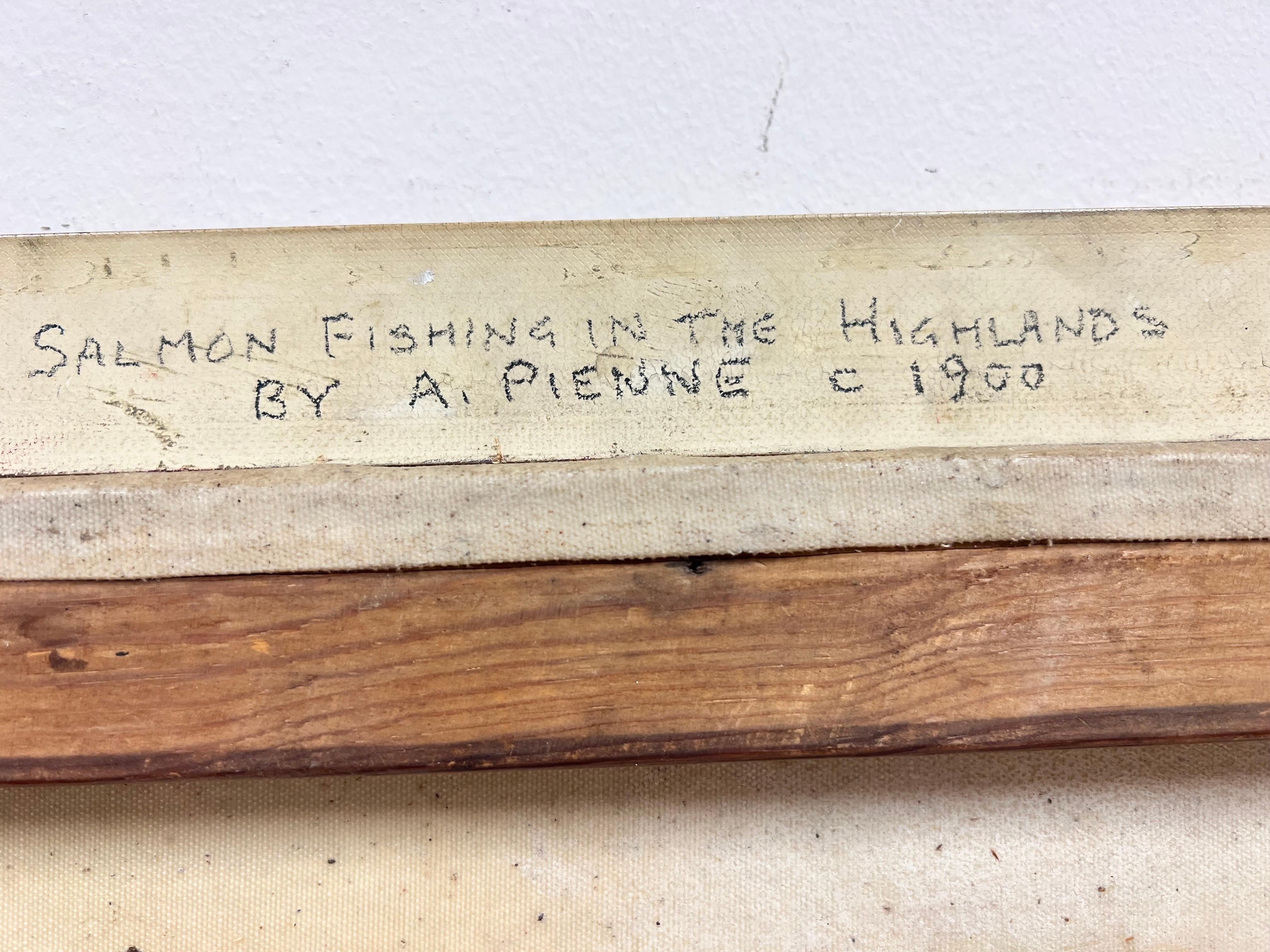 Fine Antique Scottish Oil Painting Angler in Highland River Landscape, signed For Sale 6