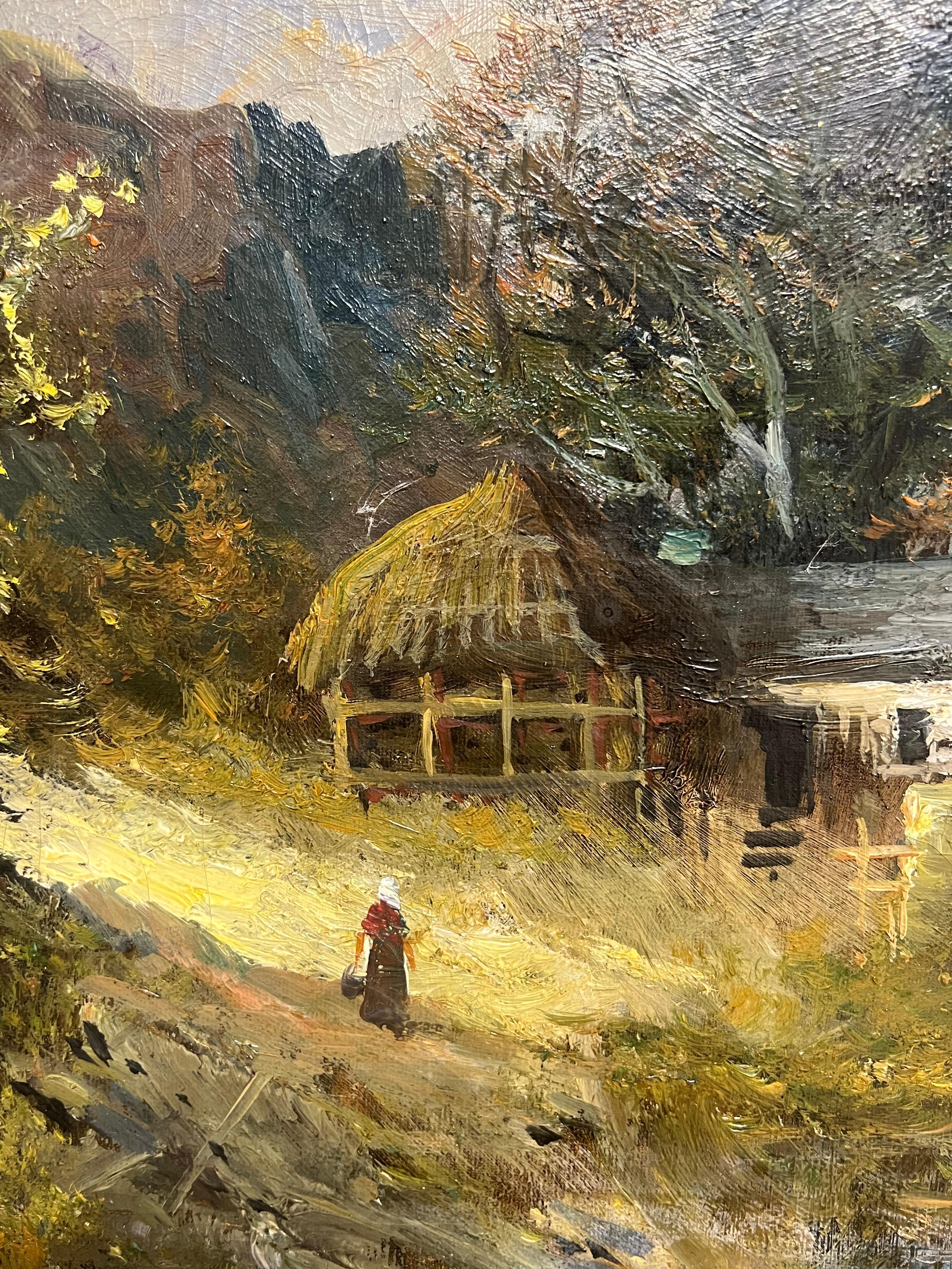 Highland Loch Cottage Majestic Antico paesaggio scozzese dipinto a olio in vendita 1